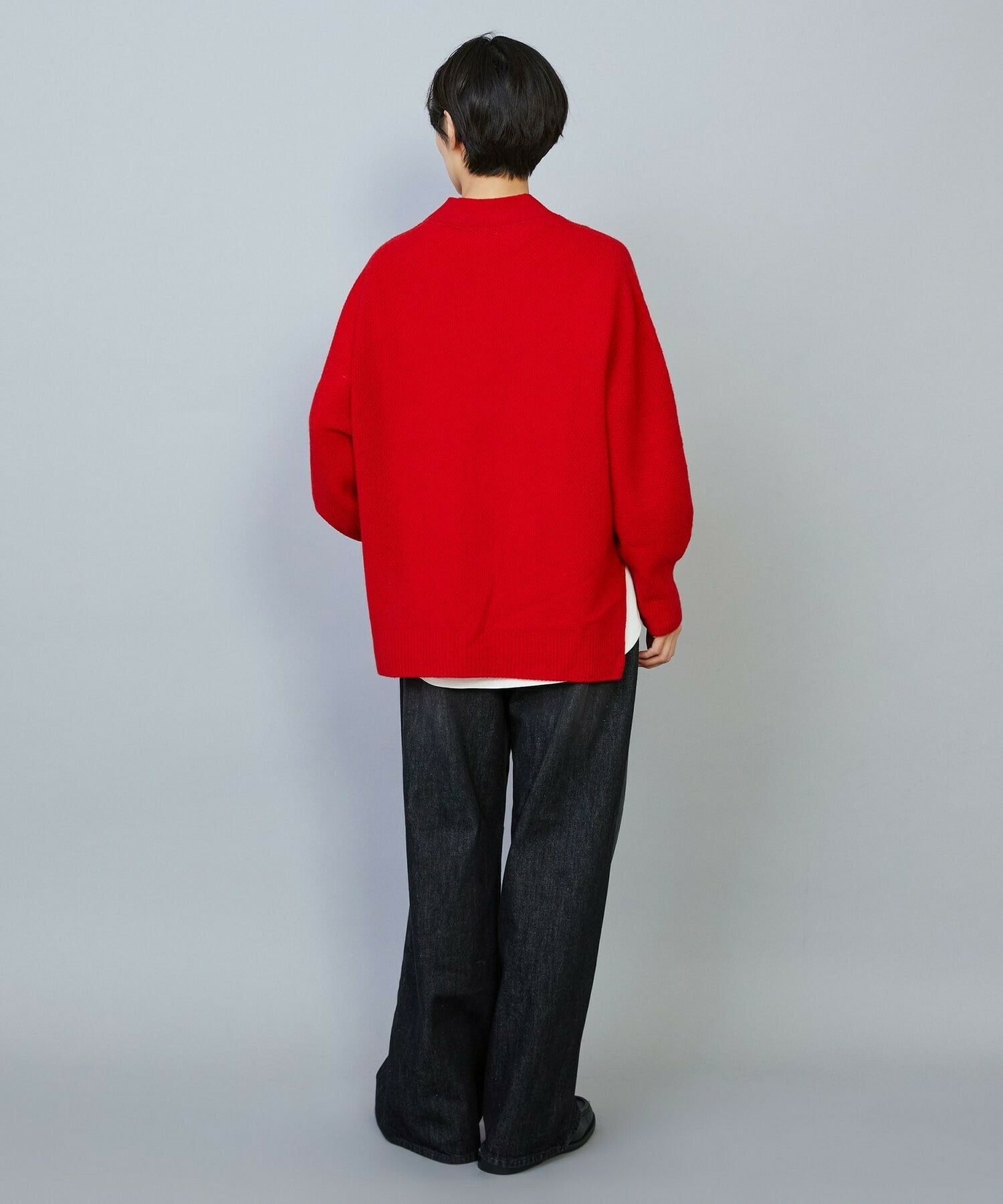 【MOGA】【Lサイズ】クーマラム鹿の子編みVネックカーディガン 詳細画像 グレー 3