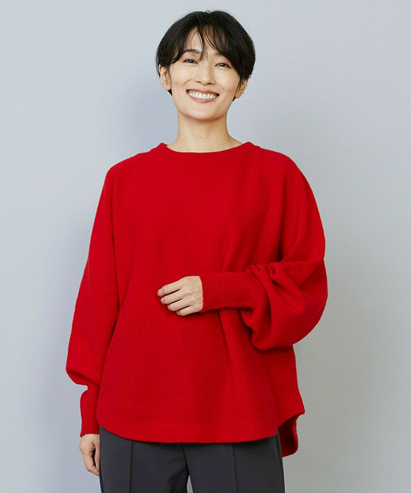 ［eclat 2026年2・3月合併号掲載商品］【Lサイズ】クーマラムラウンドネックニット 詳細画像 レッド 2