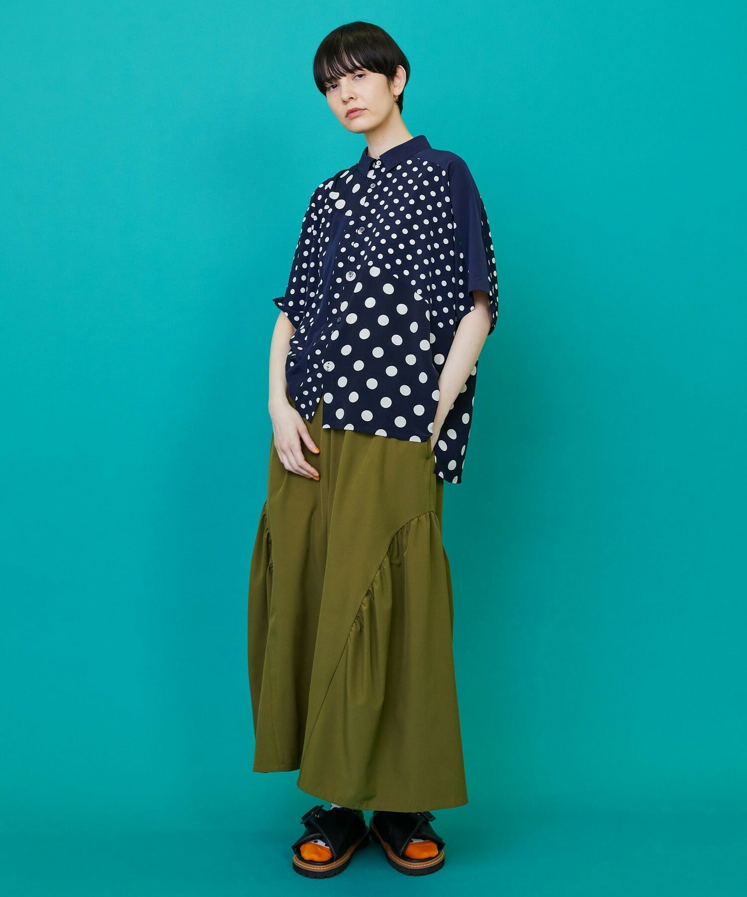 【FRAPBOIS】ドットデシン シャツ 詳細画像 ブラック 8