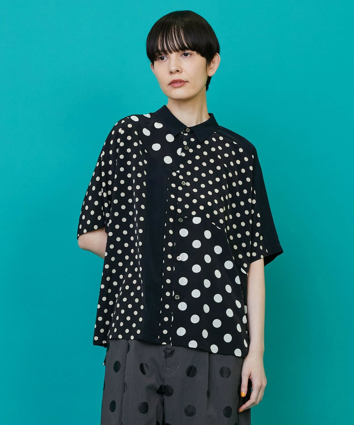 【FRAPBOIS】ドットデシン シャツ 詳細画像 ブラック 1