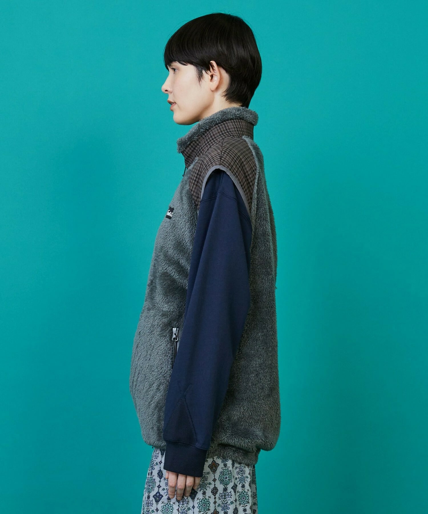 【FRAPBOIS】FRAPBOIS×WILD THINGS シャギーフリースベスト 詳細画像 ブラック 1