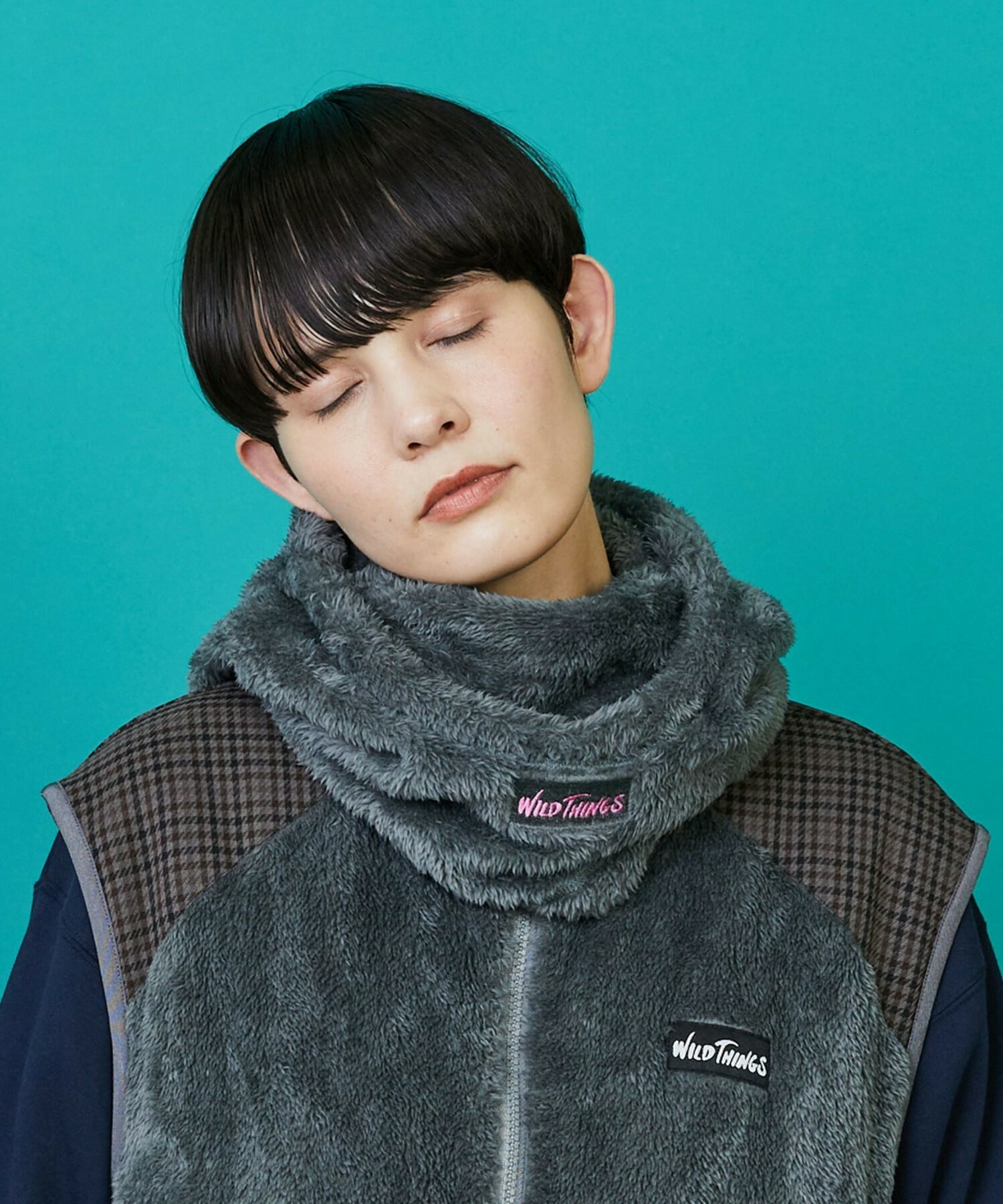 【FRAPBOIS】FRAPBOIS×WILD THINGS シャギーフリースベスト 詳細画像 ブラック 10