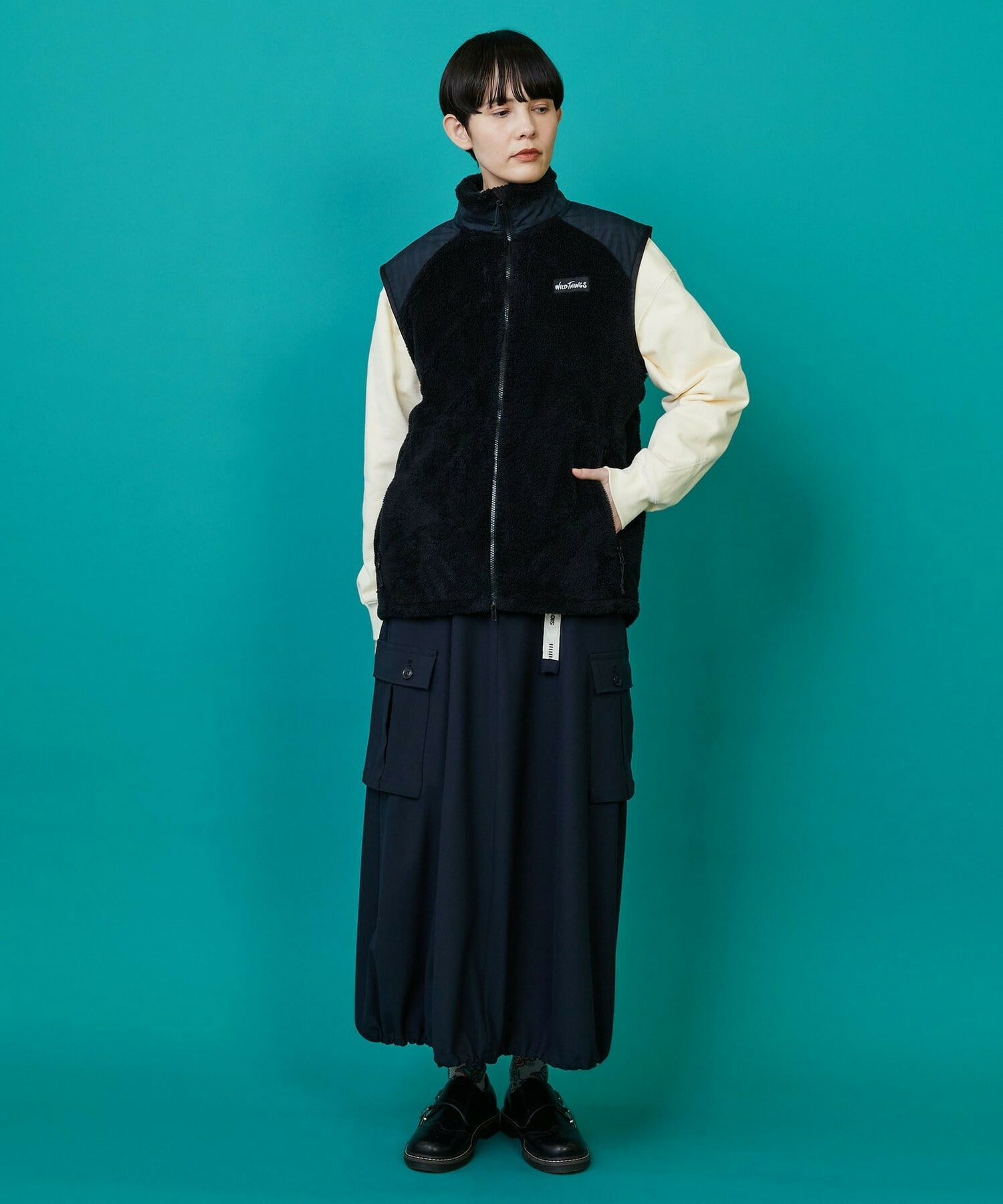 【FRAPBOIS】FRAPBOIS×WILD THINGS シャギーフリースベスト 詳細画像 ブラック 17