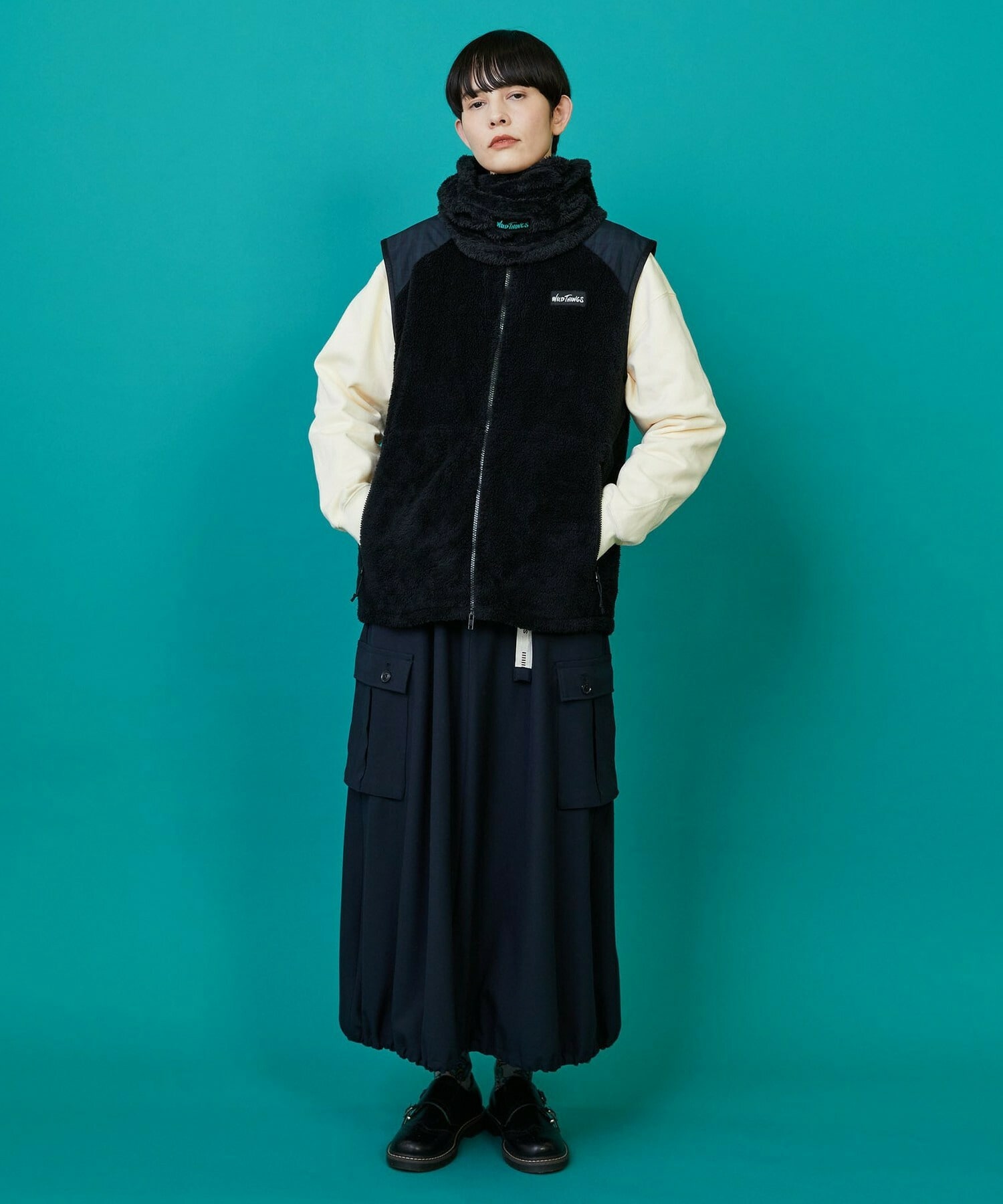 【FRAPBOIS】FRAPBOIS×WILD THINGS シャギーフリースベスト 詳細画像 ブラック 19