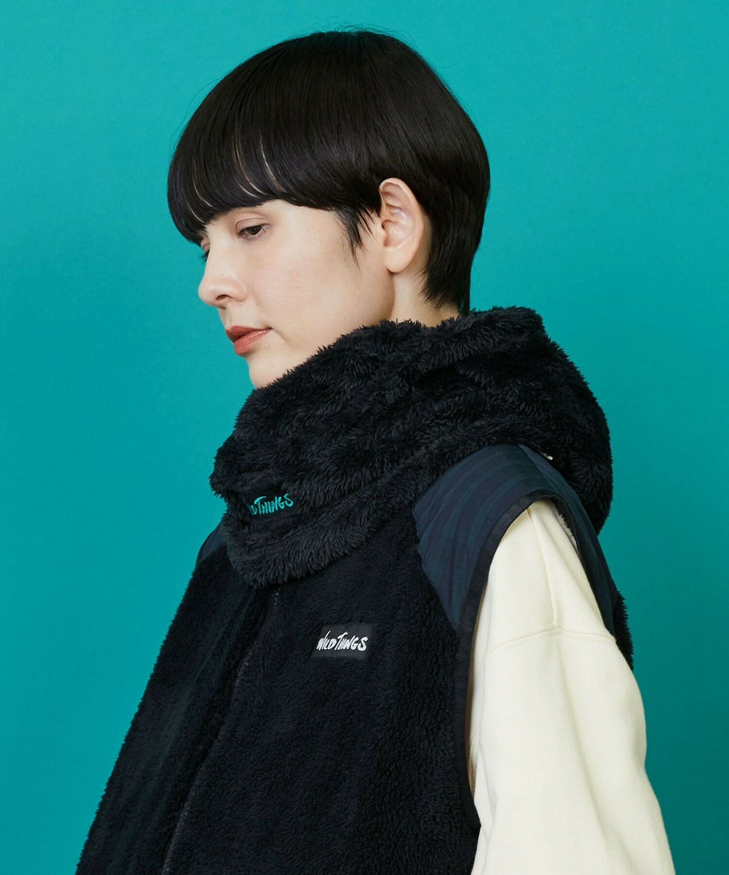 【FRAPBOIS】FRAPBOIS×WILD THINGS シャギーフリースベスト 詳細画像 ブラック 20