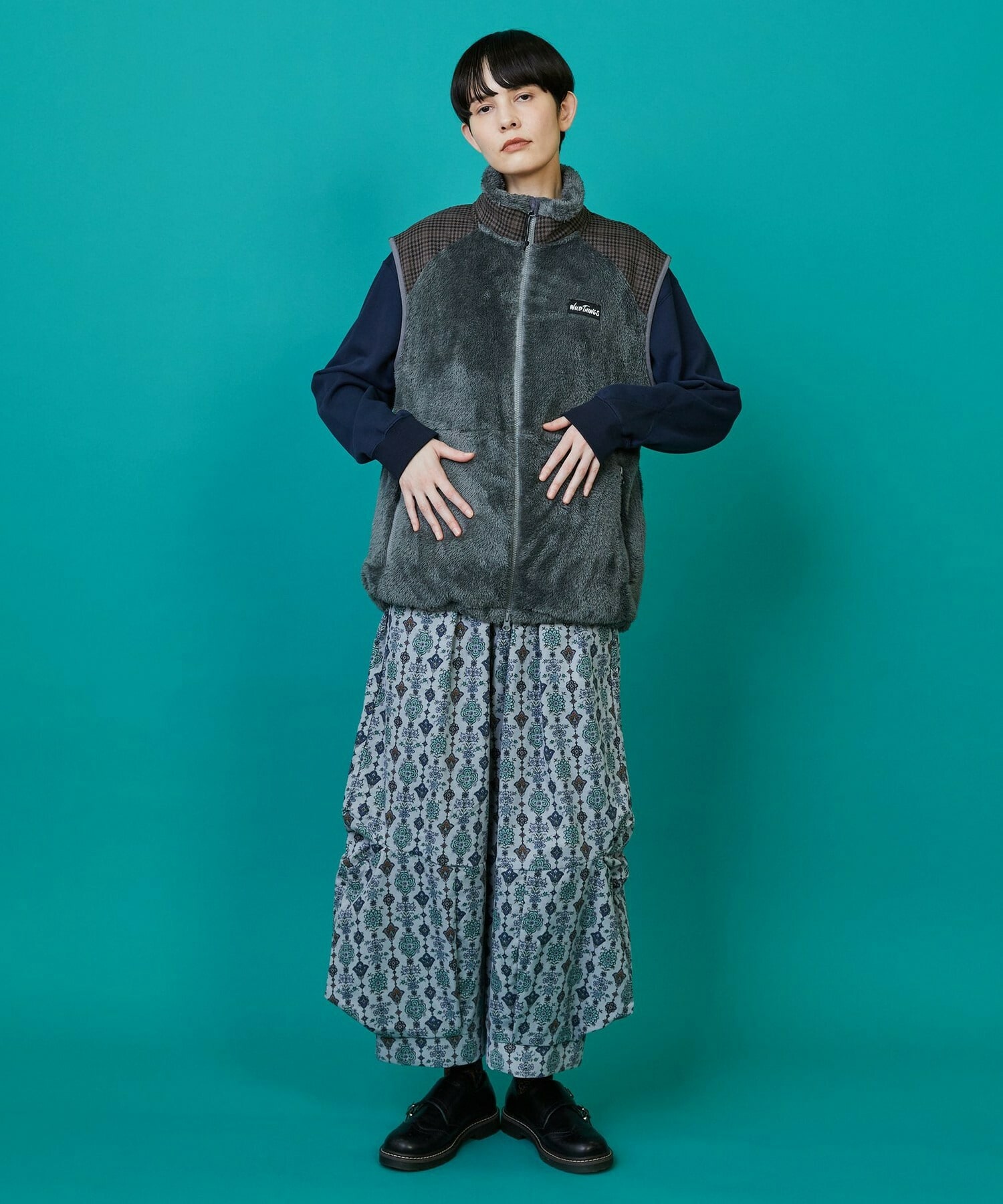 【FRAPBOIS】FRAPBOIS×WILD THINGS シャギーフリースベスト 詳細画像 ブラック 5