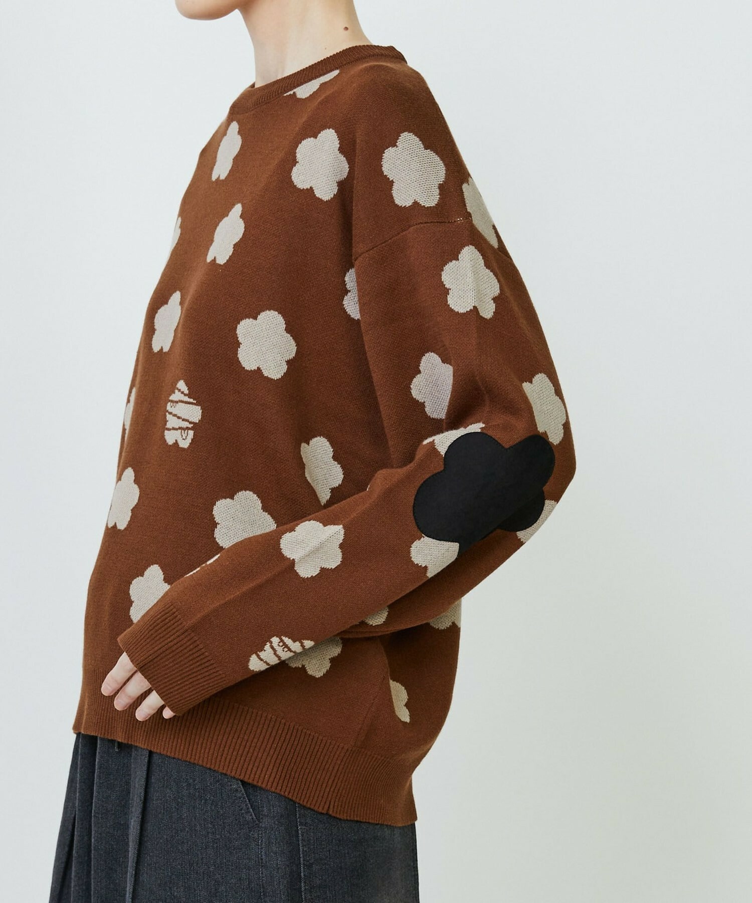 [FRAPBOIS PARK] Parky Mark Knit 2 Detailed Image Black 3