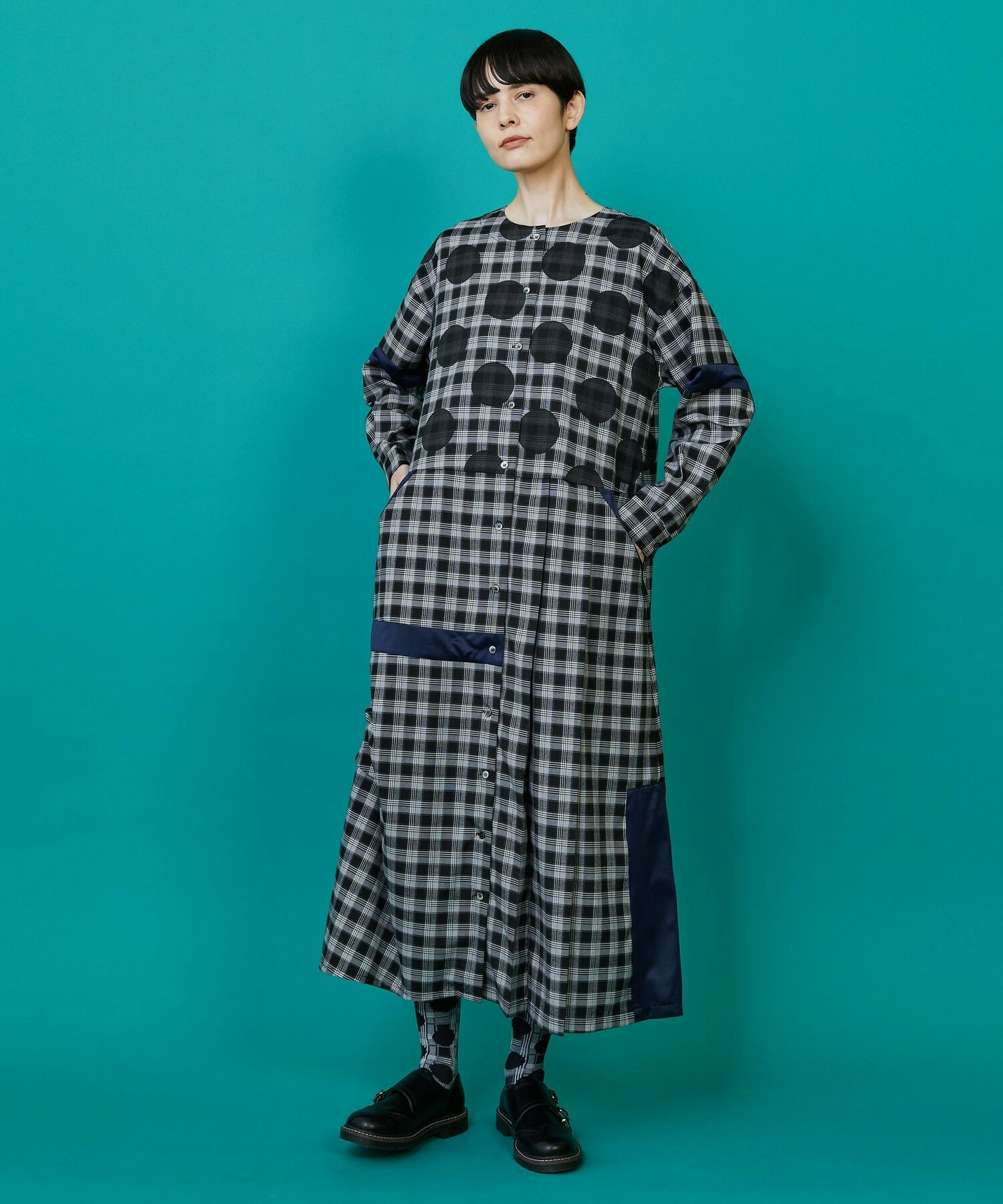 【FRAPBOIS】チェックオンドット ワンピース 詳細画像 ブラック系その他 13