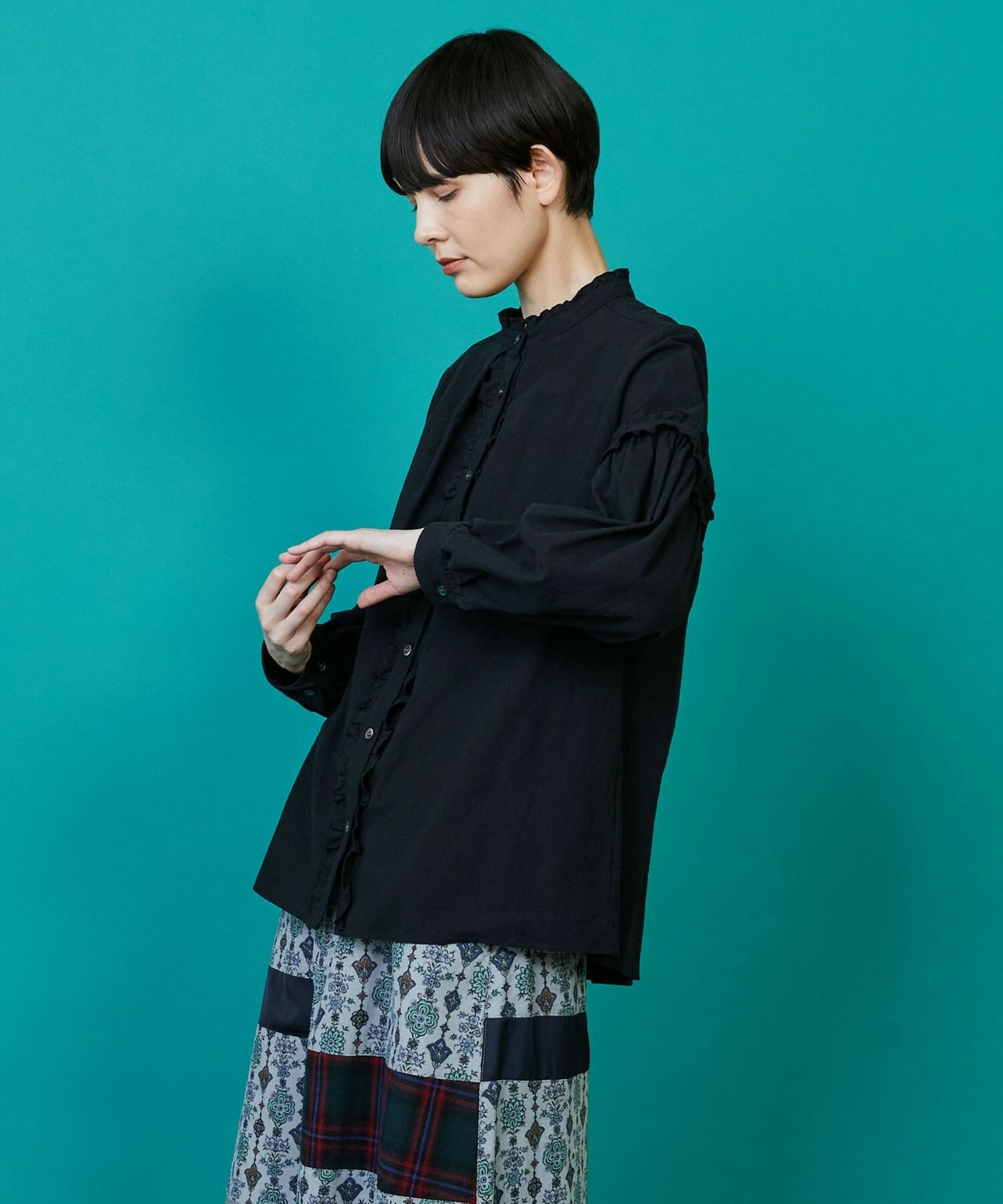 【FRAPBOIS】シーツフリル ブラウス 詳細画像 ブラック 10