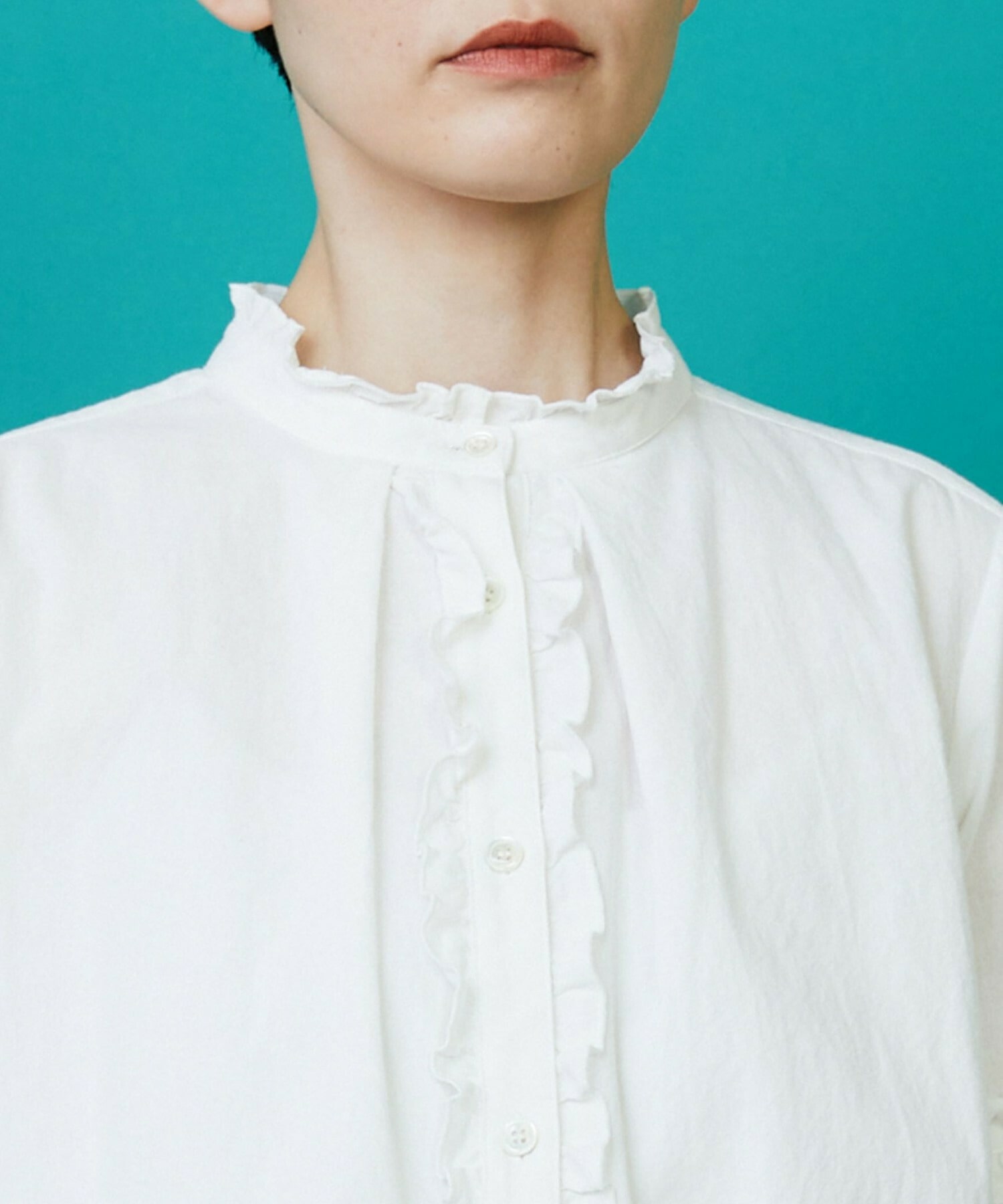 [FRAPBOIS] Sheet Frill Blouse Detailed Image Black 4