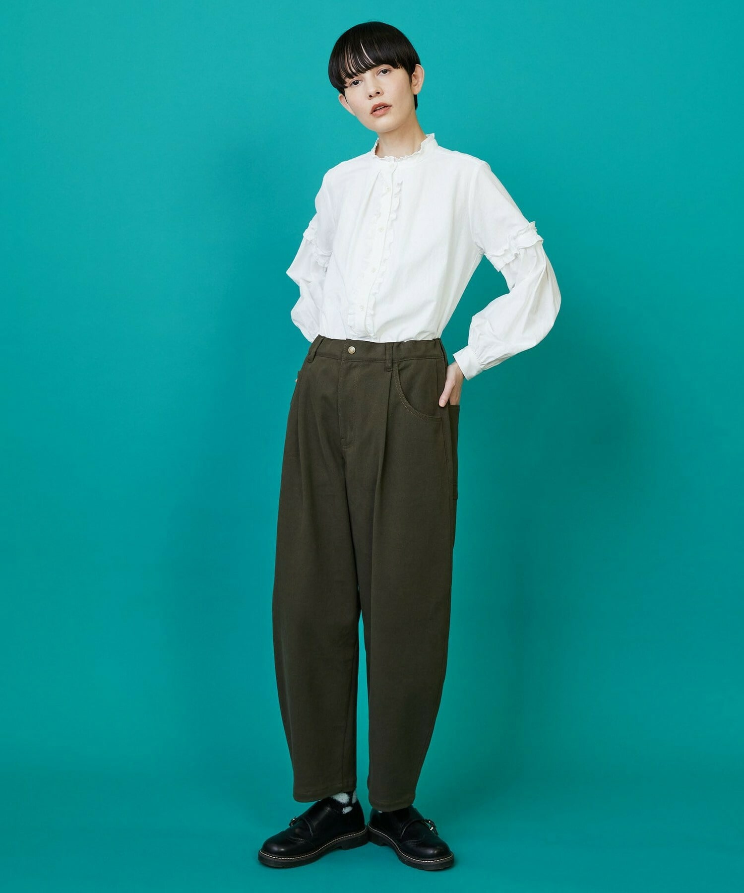 【FRAPBOIS】シーツフリル ブラウス 詳細画像 ブラック 9