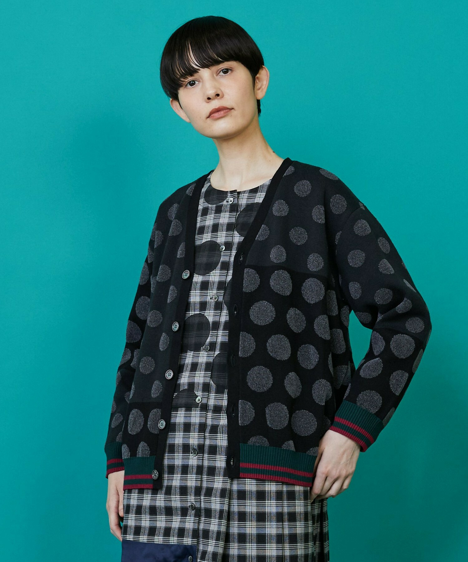 【FRAPBOIS】ドッツーニット カーディガン 詳細画像 ブラック系その他 1