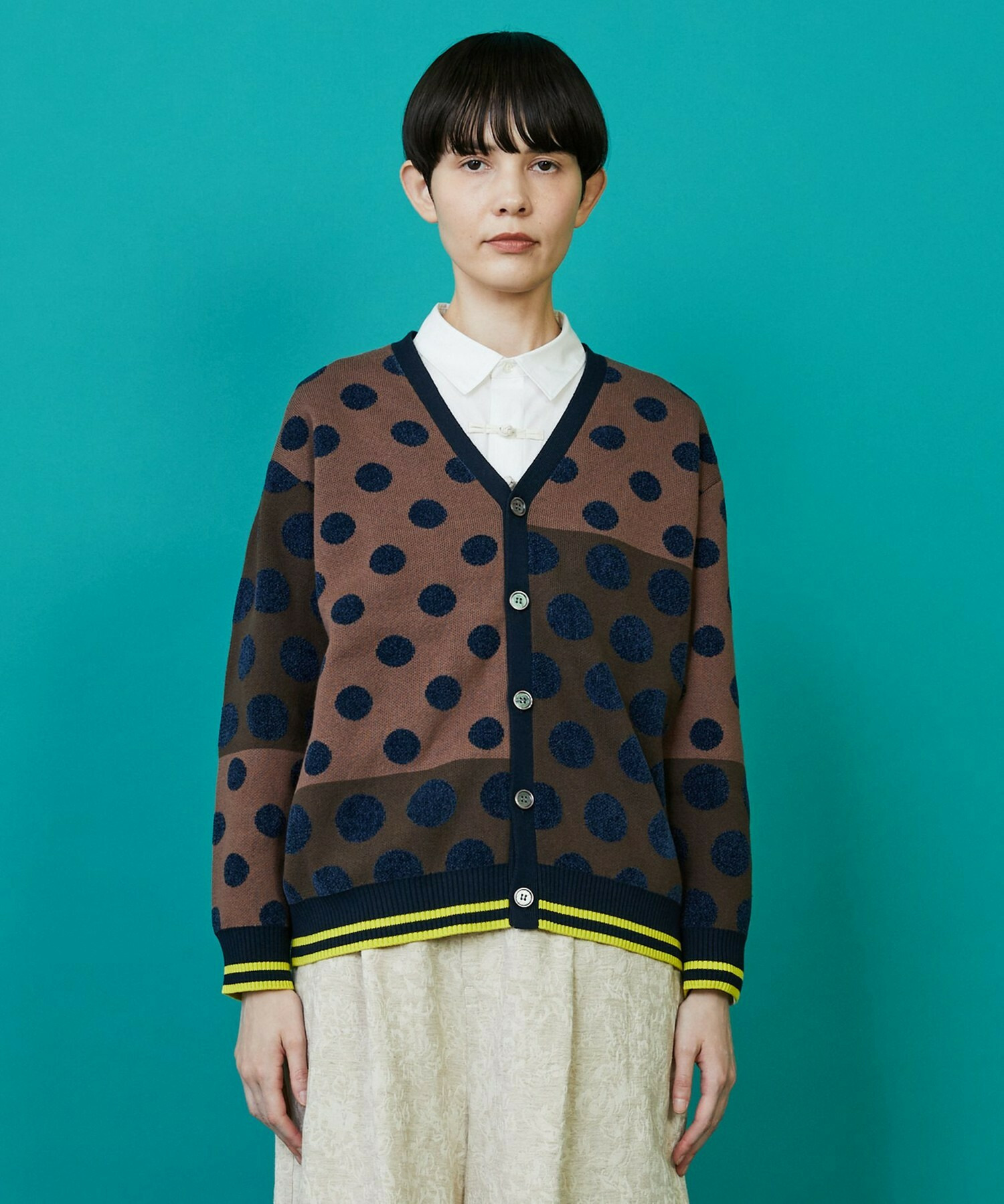 【FRAPBOIS】ドッツーニット カーディガン 詳細画像 ブラウン系その他 1