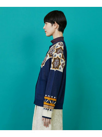 【FRAPBOIS】タイルニット カーディガン 詳細画像 ブラック 1