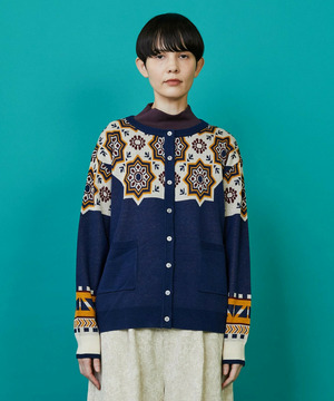 【FRAPBOIS】タイルニット カーディガン 詳細画像 ネイビー 1