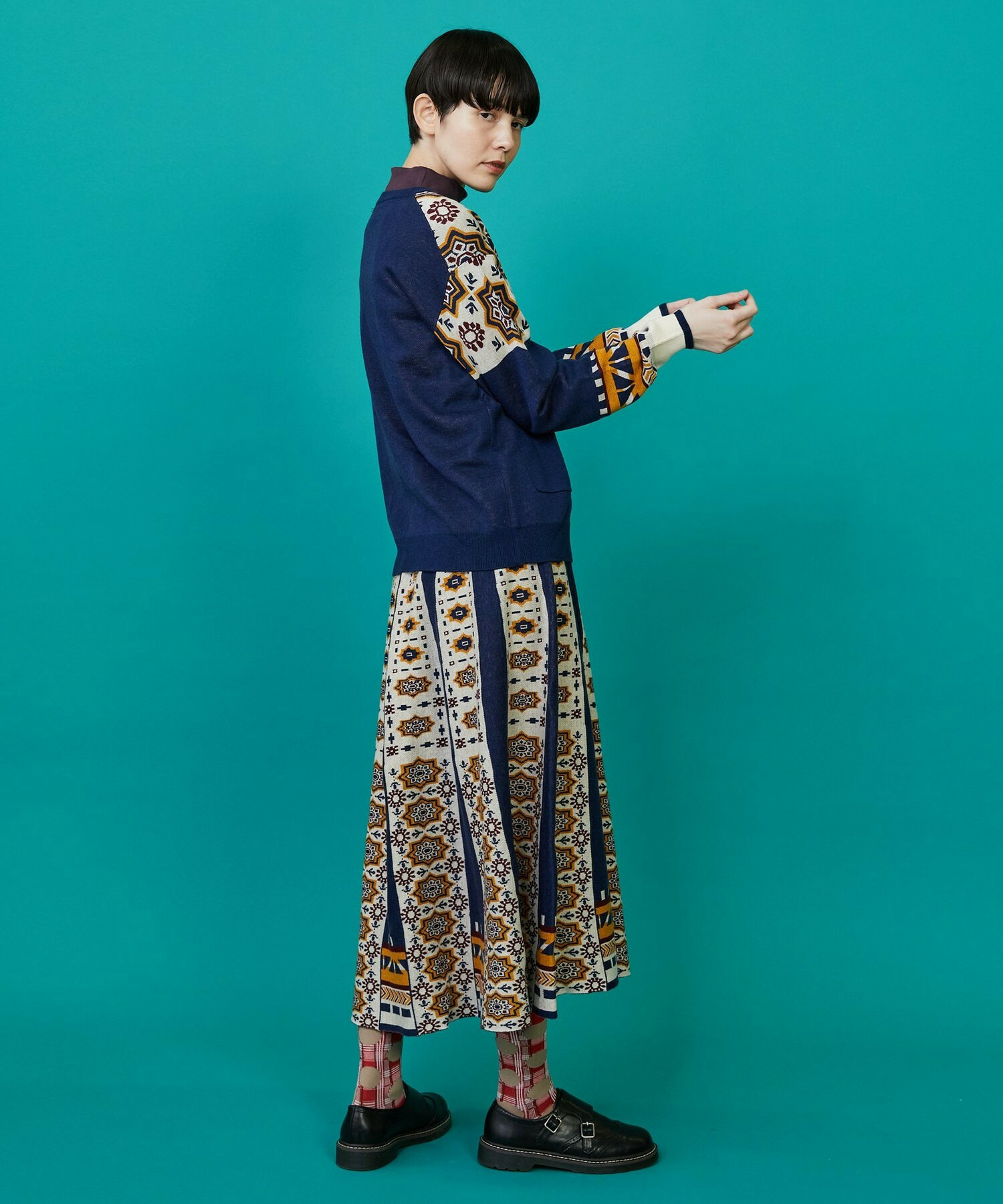 【FRAPBOIS】タイルニット カーディガン 詳細画像 ブラック 10