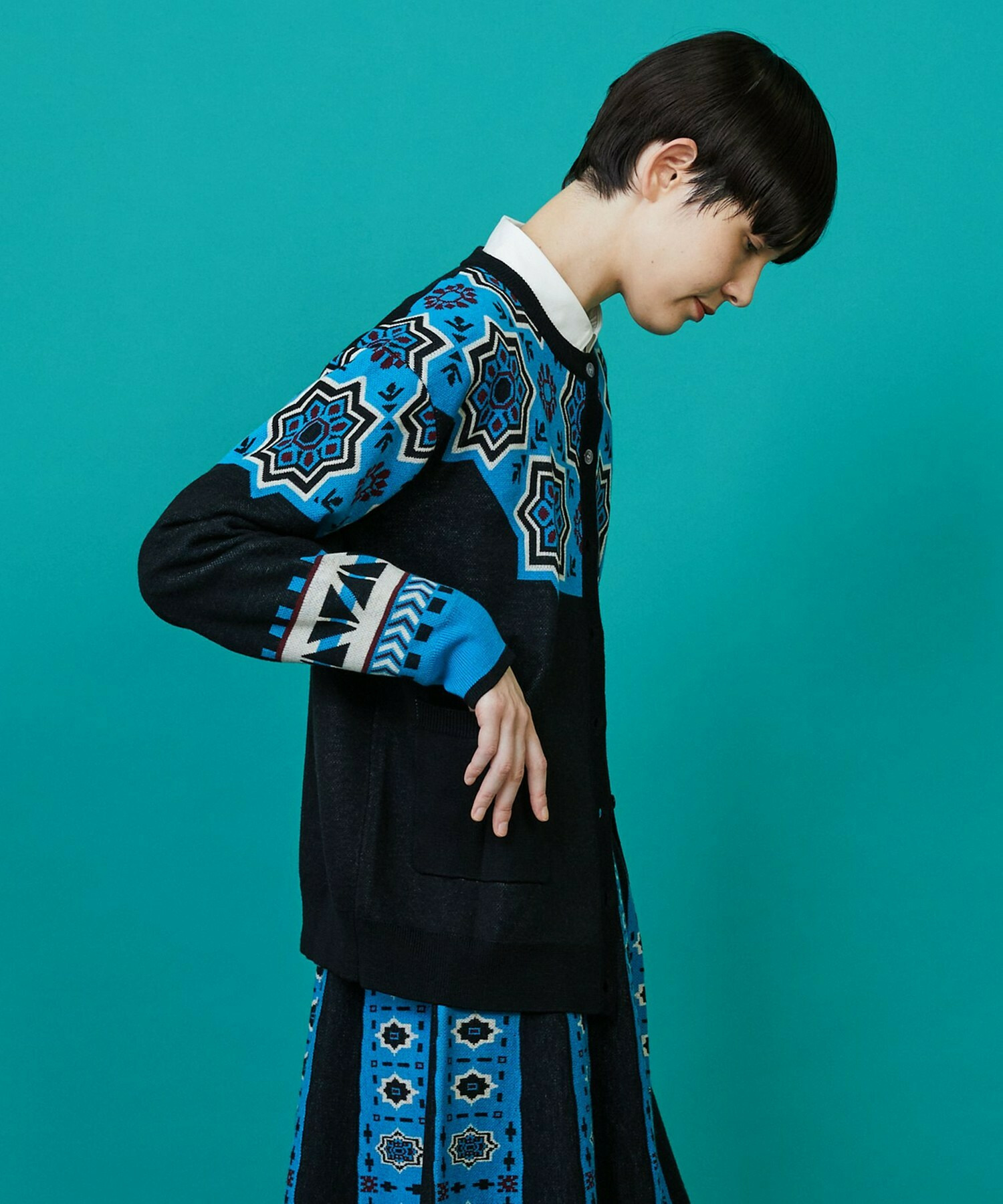 【FRAPBOIS】タイルニット カーディガン 詳細画像 ブラック 12