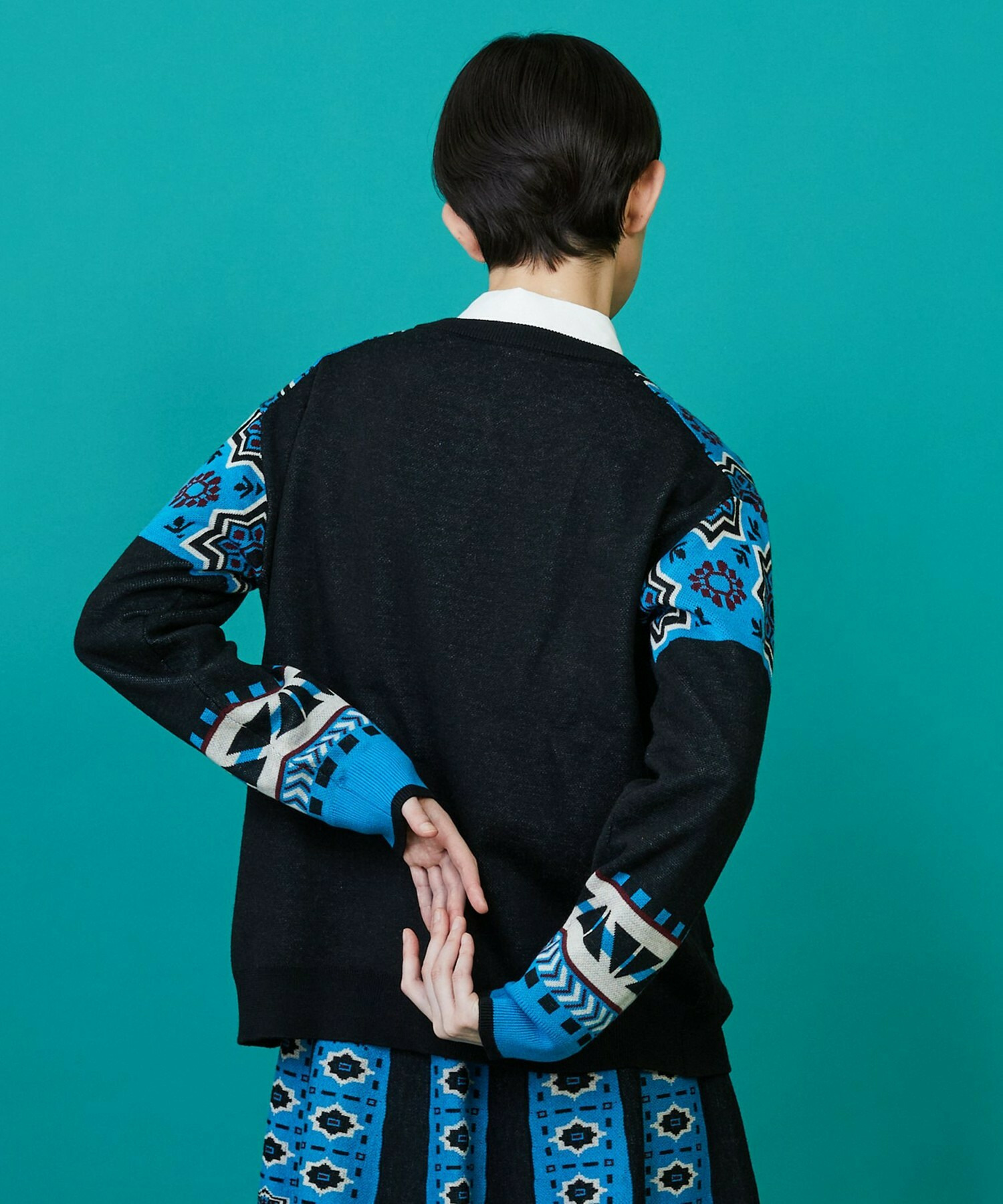 【FRAPBOIS】タイルニット カーディガン 詳細画像 ブラック 13