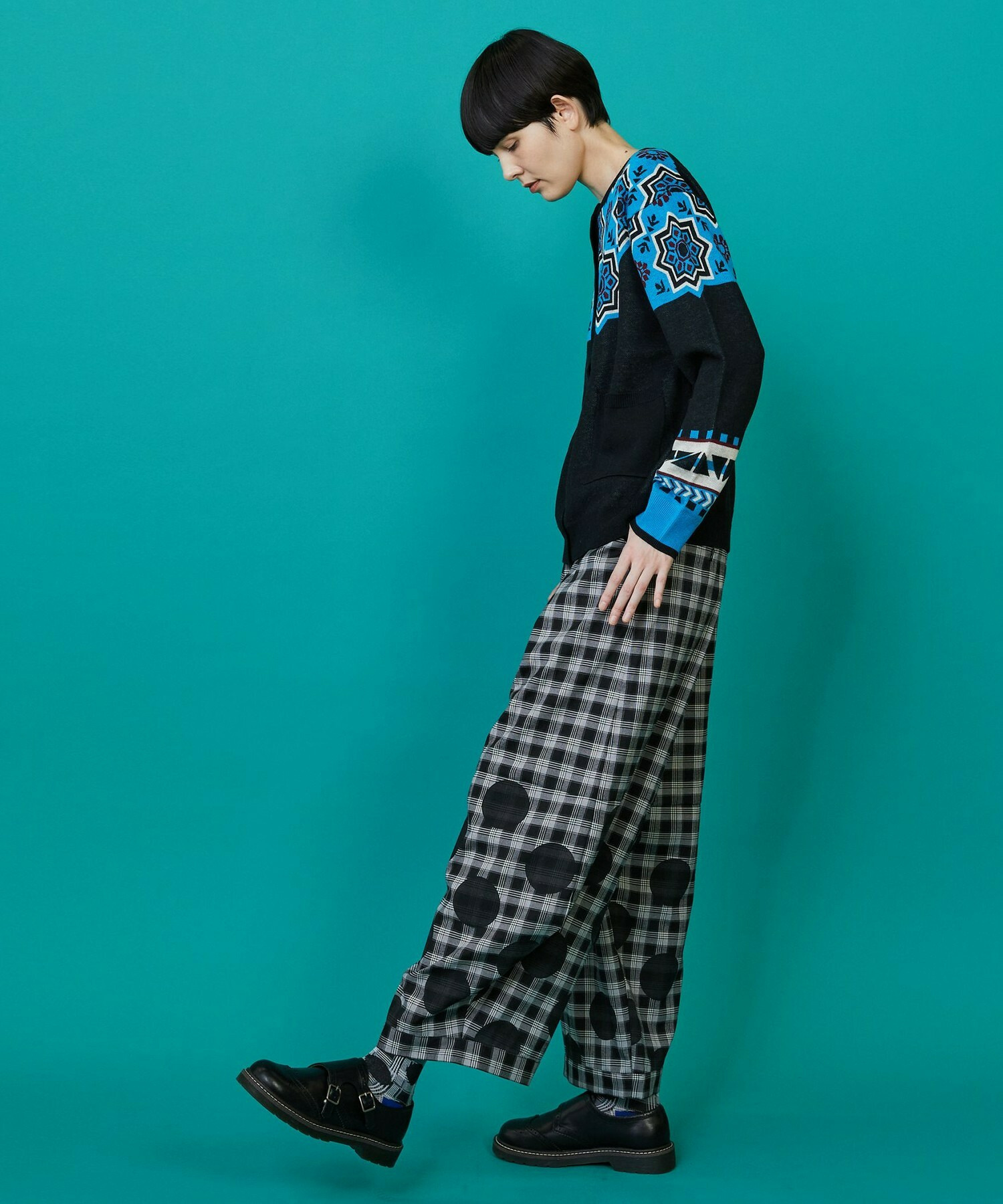 【FRAPBOIS】タイルニット カーディガン 詳細画像 ブラック 15