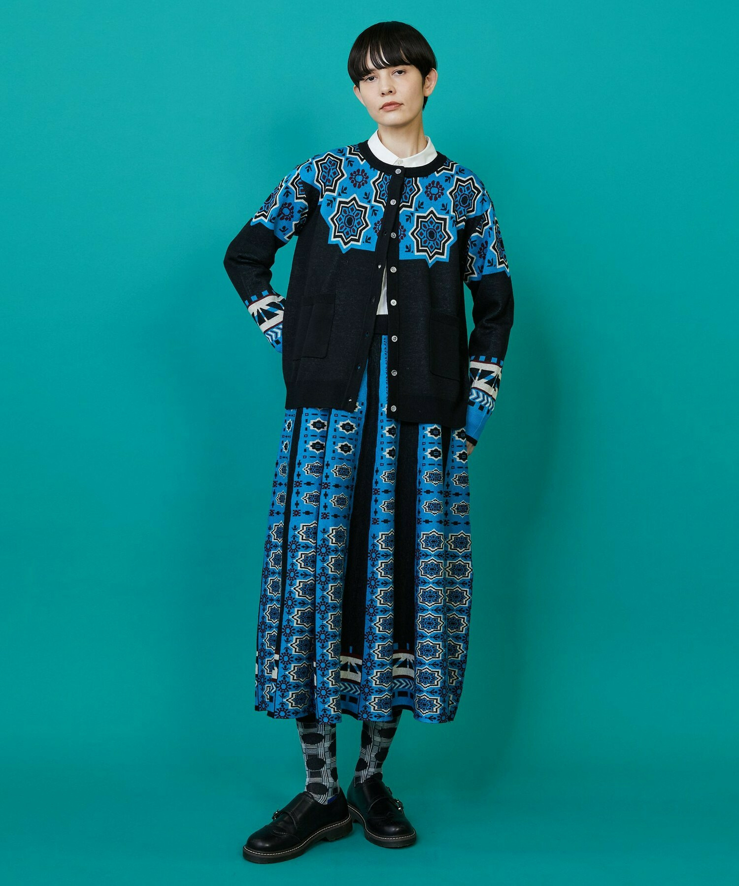 【FRAPBOIS】タイルニット カーディガン 詳細画像 ブラック 17