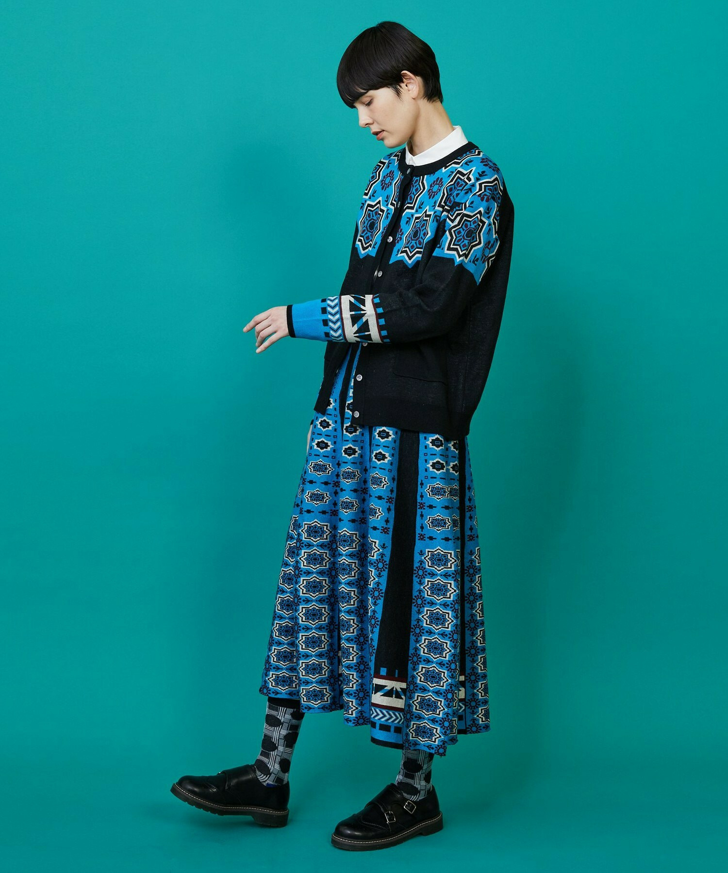 【FRAPBOIS】タイルニット カーディガン 詳細画像 ブラック 18