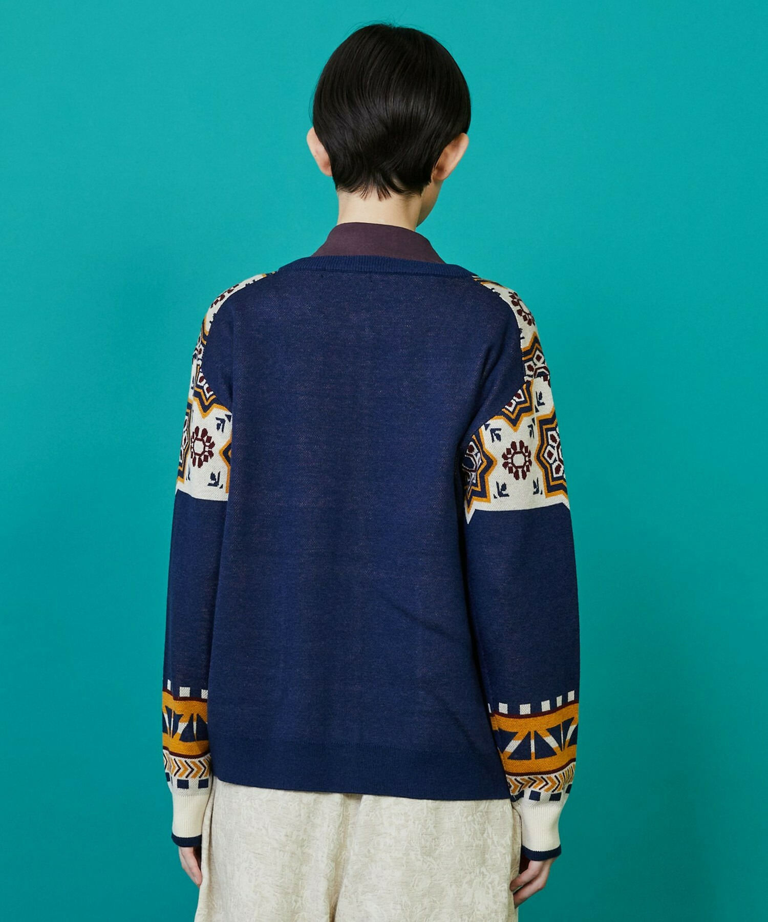 【FRAPBOIS】タイルニット カーディガン 詳細画像 ブラック 2