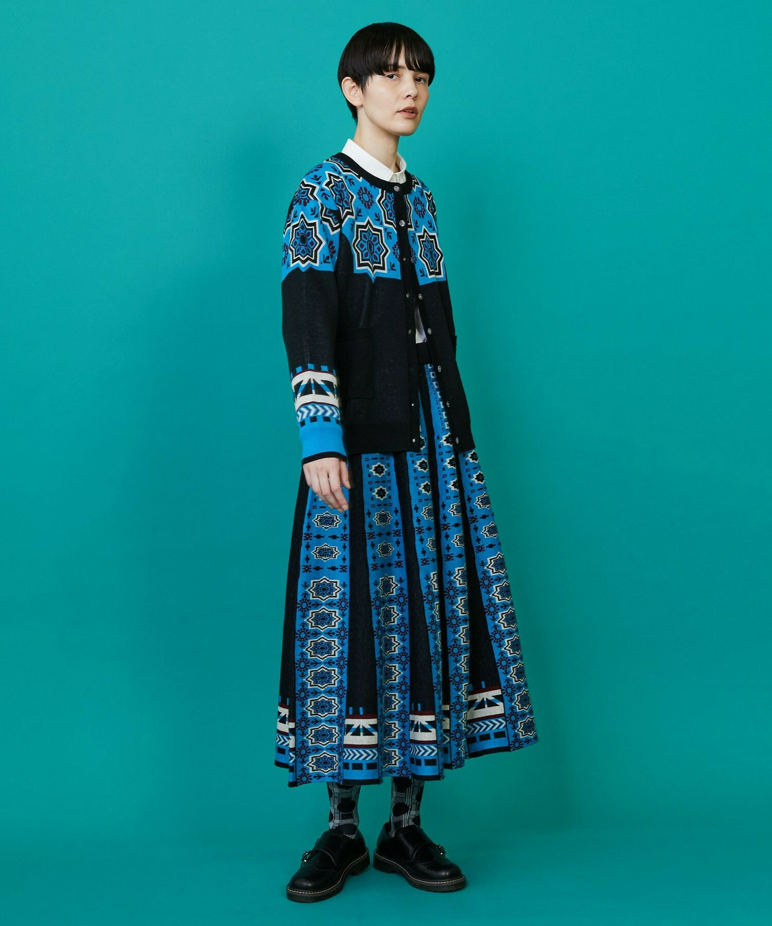 【FRAPBOIS】タイルニット カーディガン 詳細画像 ブラック 20