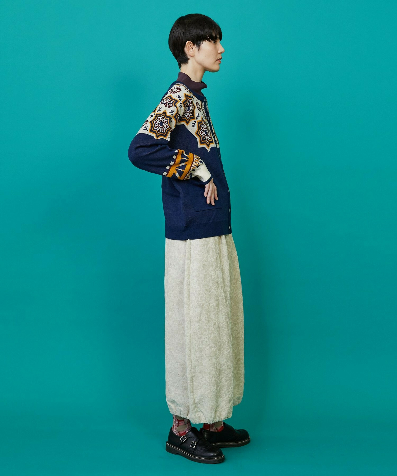 【FRAPBOIS】タイルニット カーディガン 詳細画像 ブラック 7