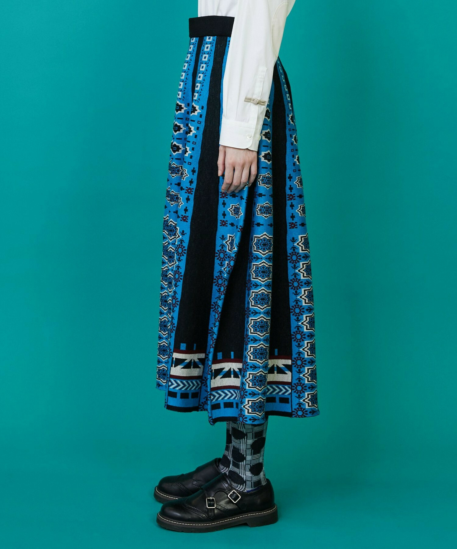 【FRAPBOIS】タイルニット スカート 詳細画像 ネイビー 1