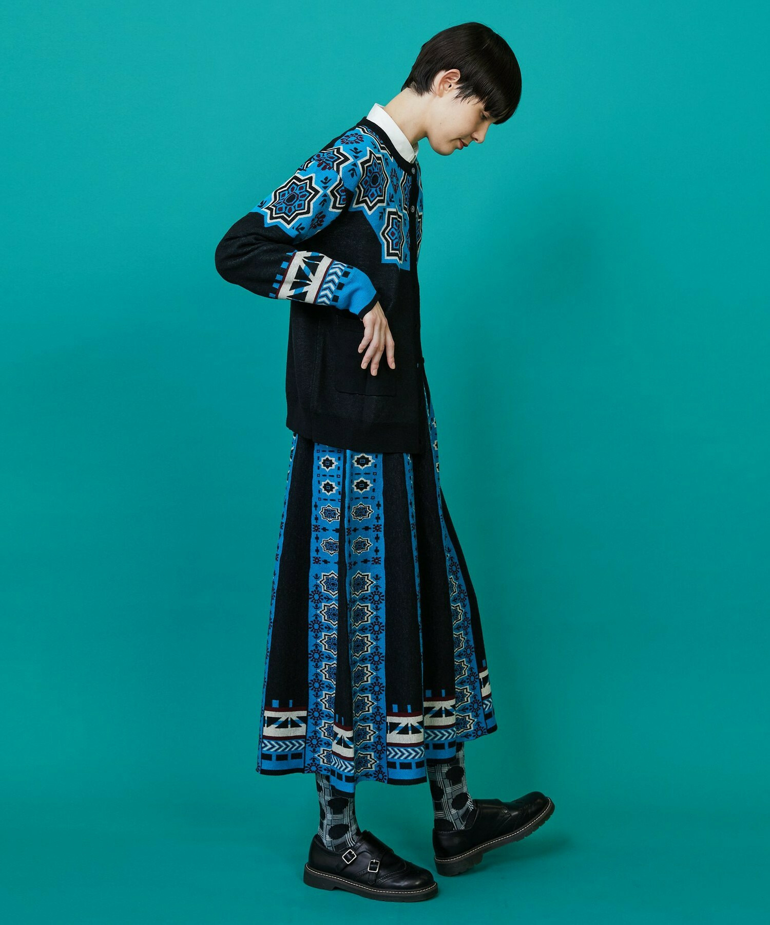 【FRAPBOIS】タイルニット スカート 詳細画像 ネイビー 11