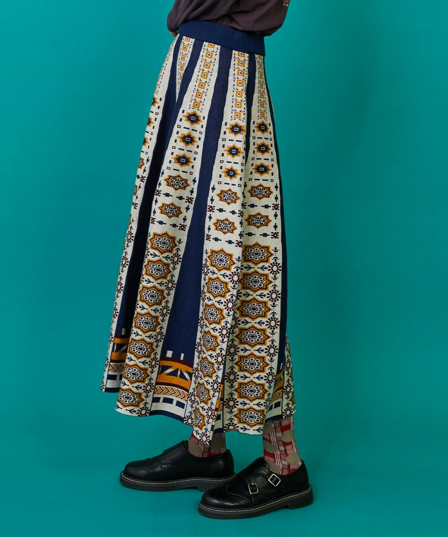 【FRAPBOIS】タイルニット スカート 詳細画像 ネイビー 12