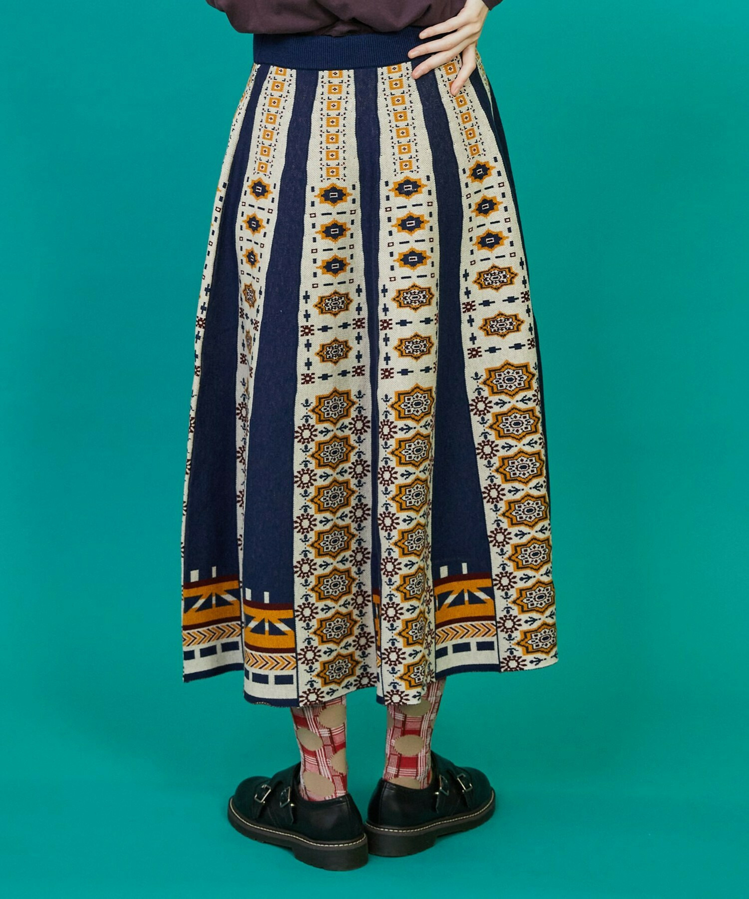 【FRAPBOIS】タイルニット スカート 詳細画像 ネイビー 13