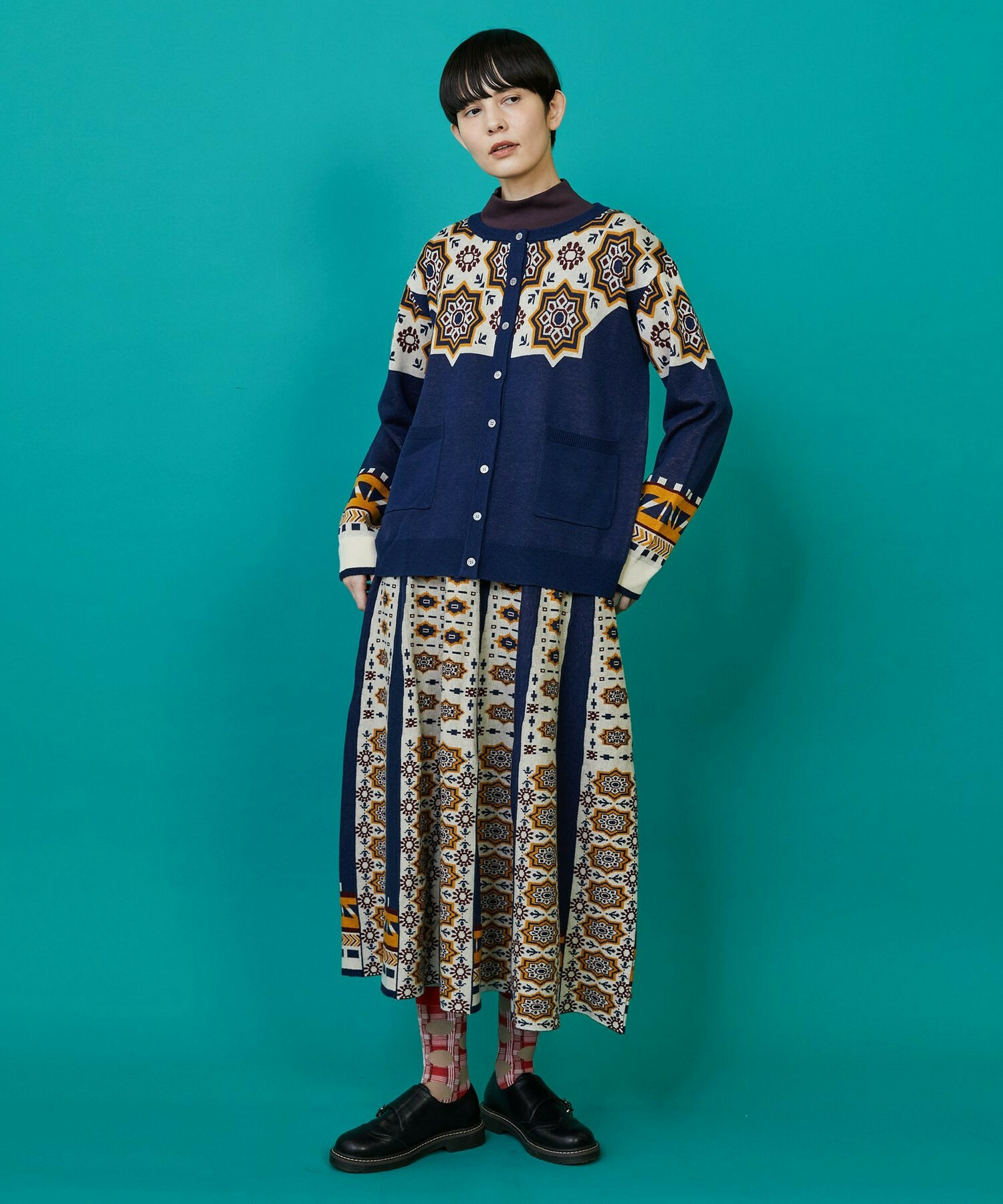 【FRAPBOIS】タイルニット スカート 詳細画像 ネイビー 14