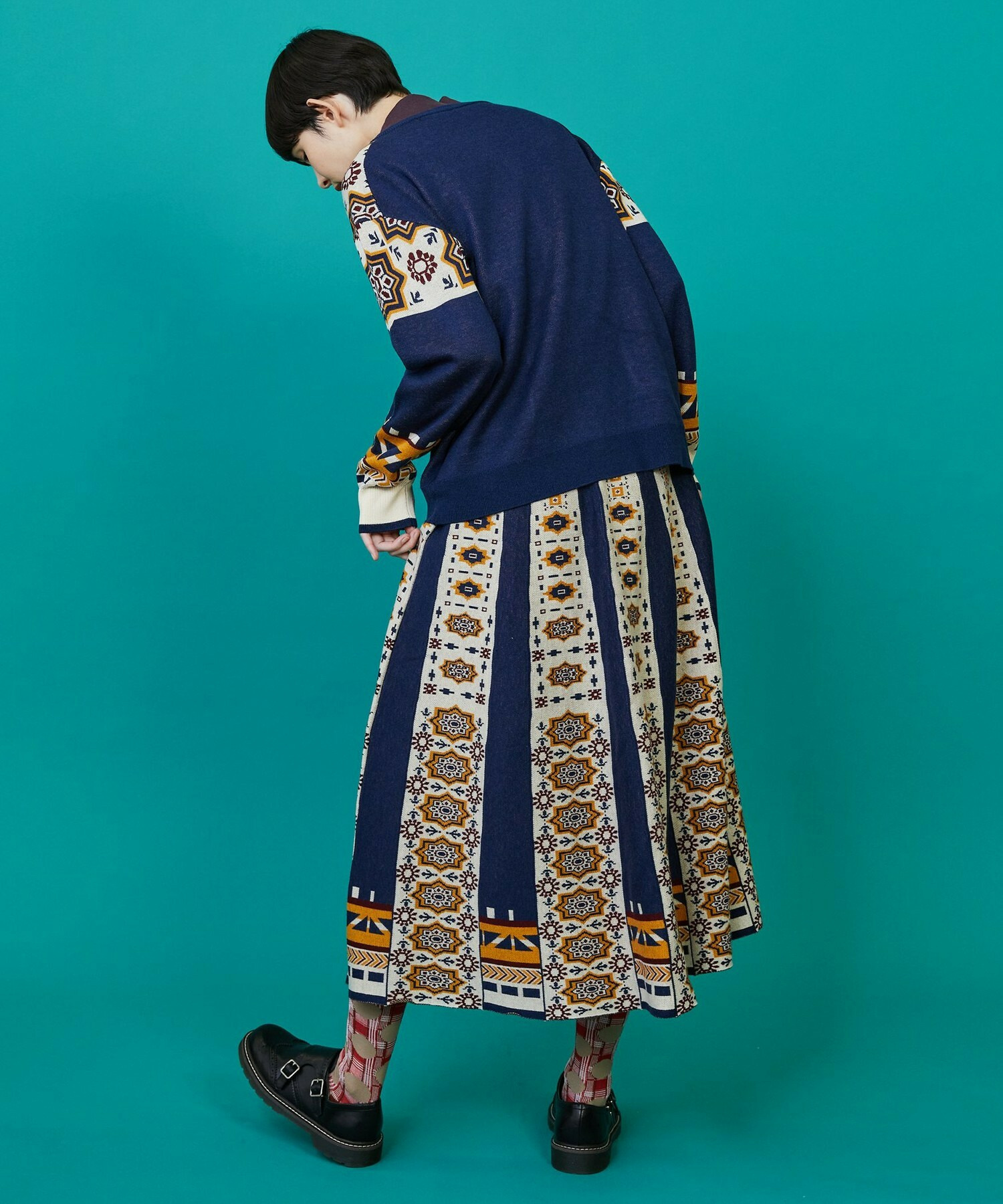 【FRAPBOIS】タイルニット スカート 詳細画像 ネイビー 15