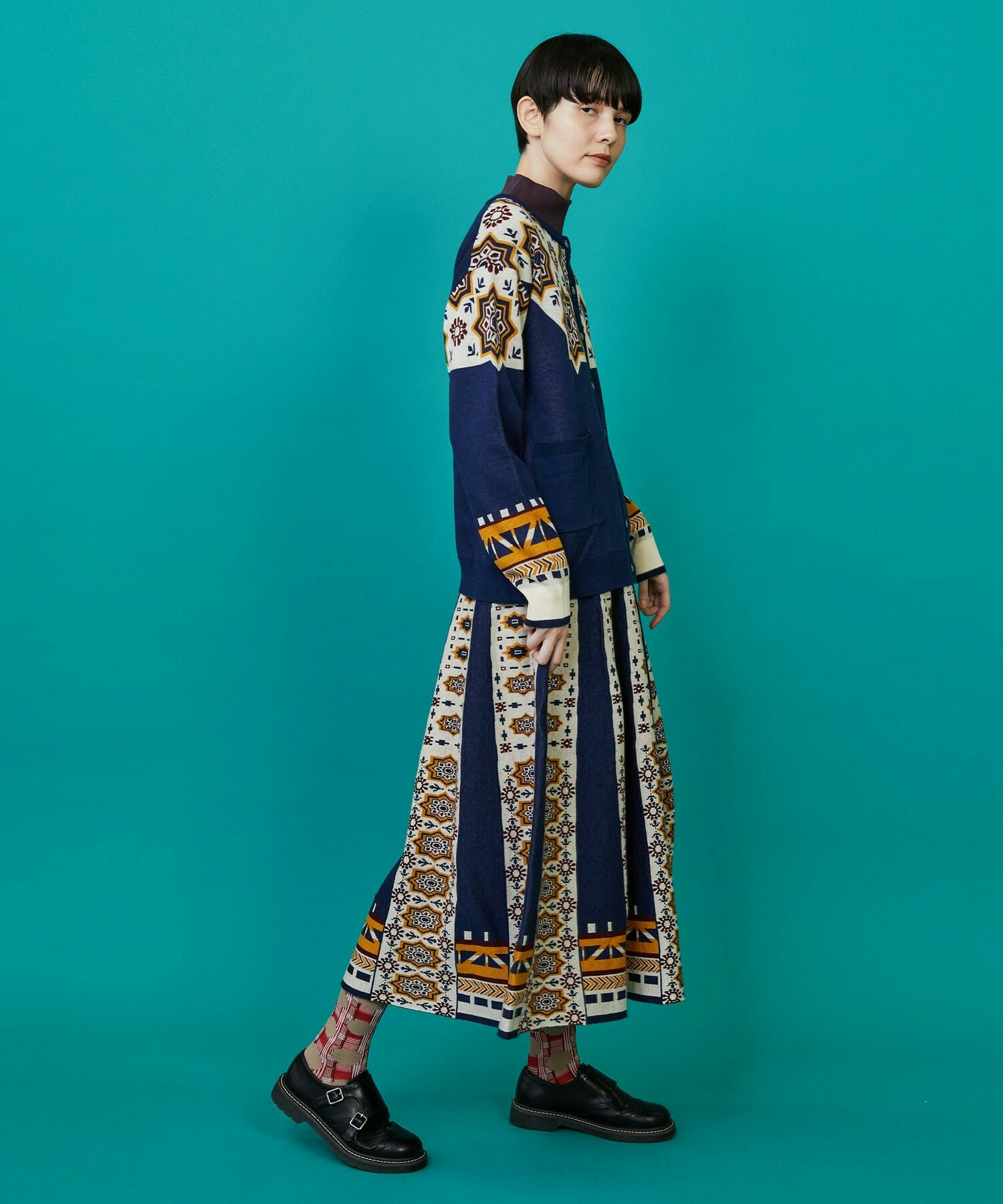 【FRAPBOIS】タイルニット スカート 詳細画像 ネイビー 16