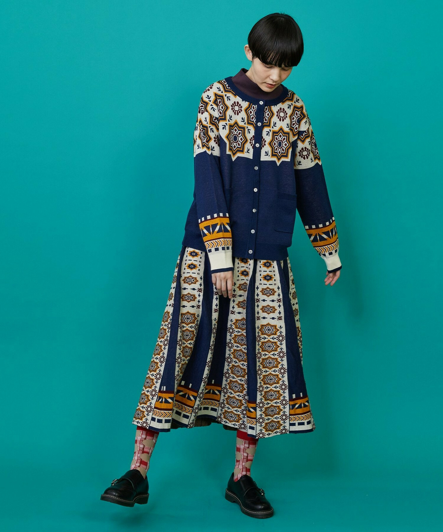 【FRAPBOIS】タイルニット スカート 詳細画像 ネイビー 17