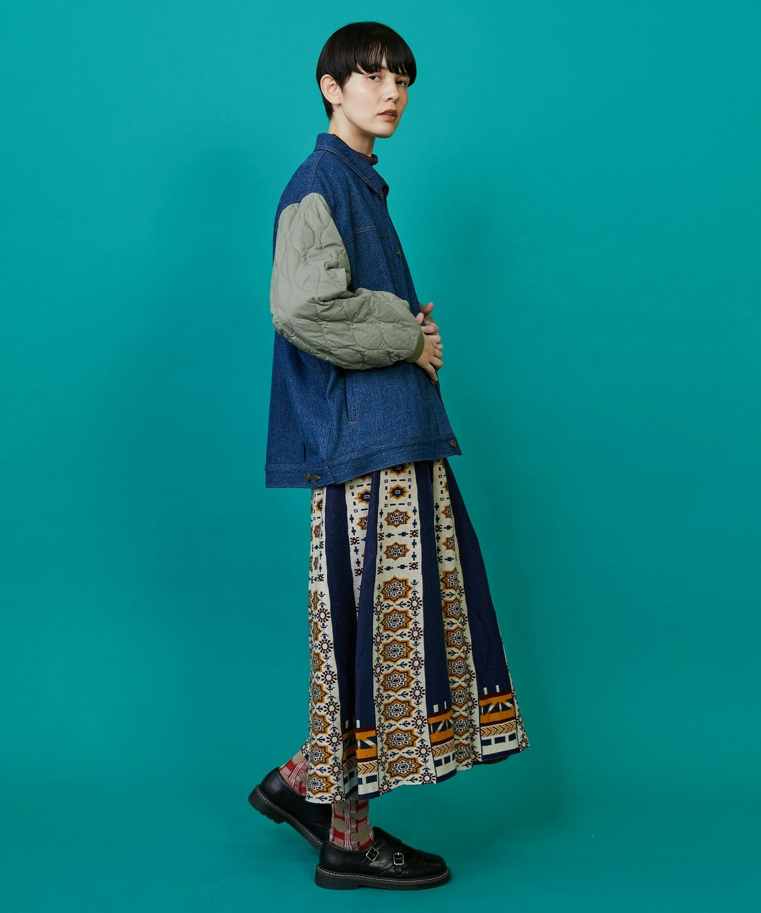 【FRAPBOIS】タイルニット スカート 詳細画像 ネイビー 18