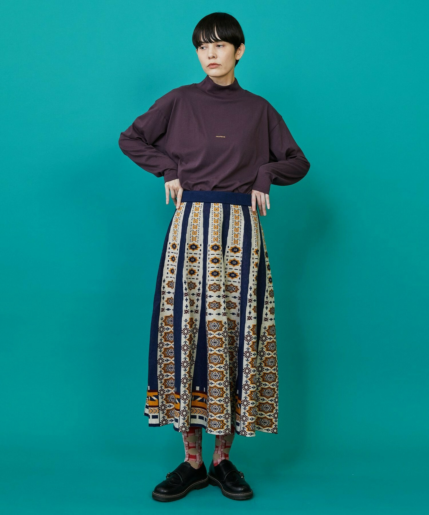 【FRAPBOIS】タイルニット スカート 詳細画像 ネイビー 20