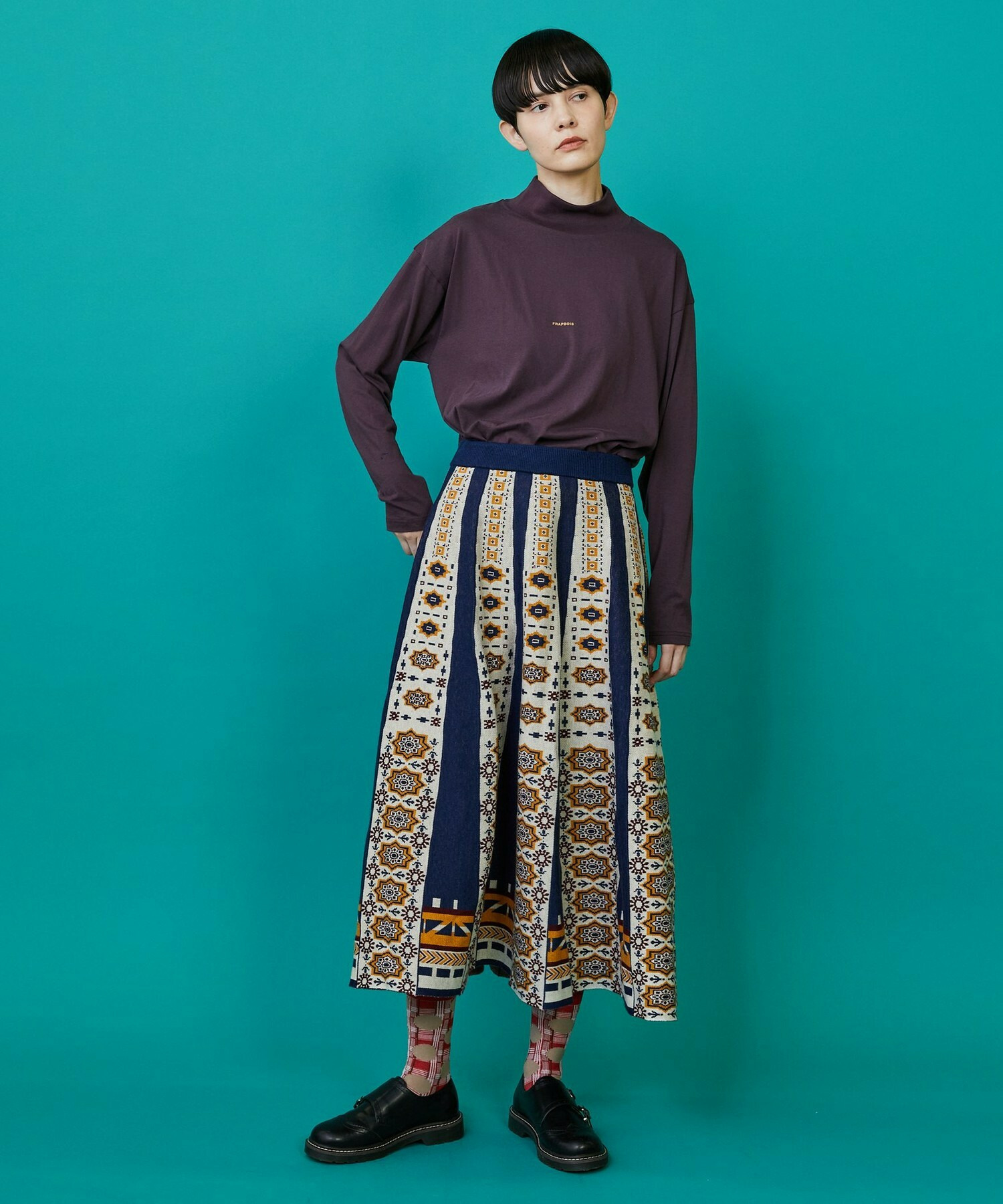 【FRAPBOIS】タイルニット スカート 詳細画像 ネイビー 21