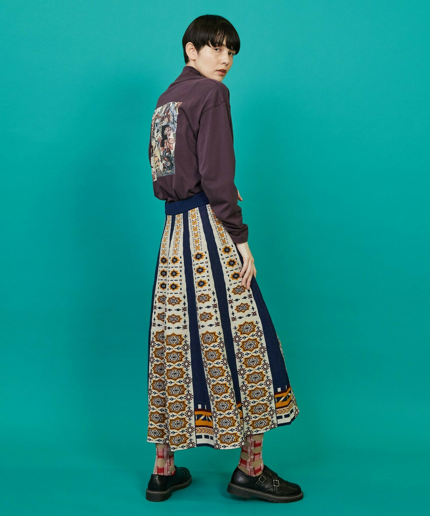 【FRAPBOIS】タイルニット スカート 詳細画像 ネイビー 23