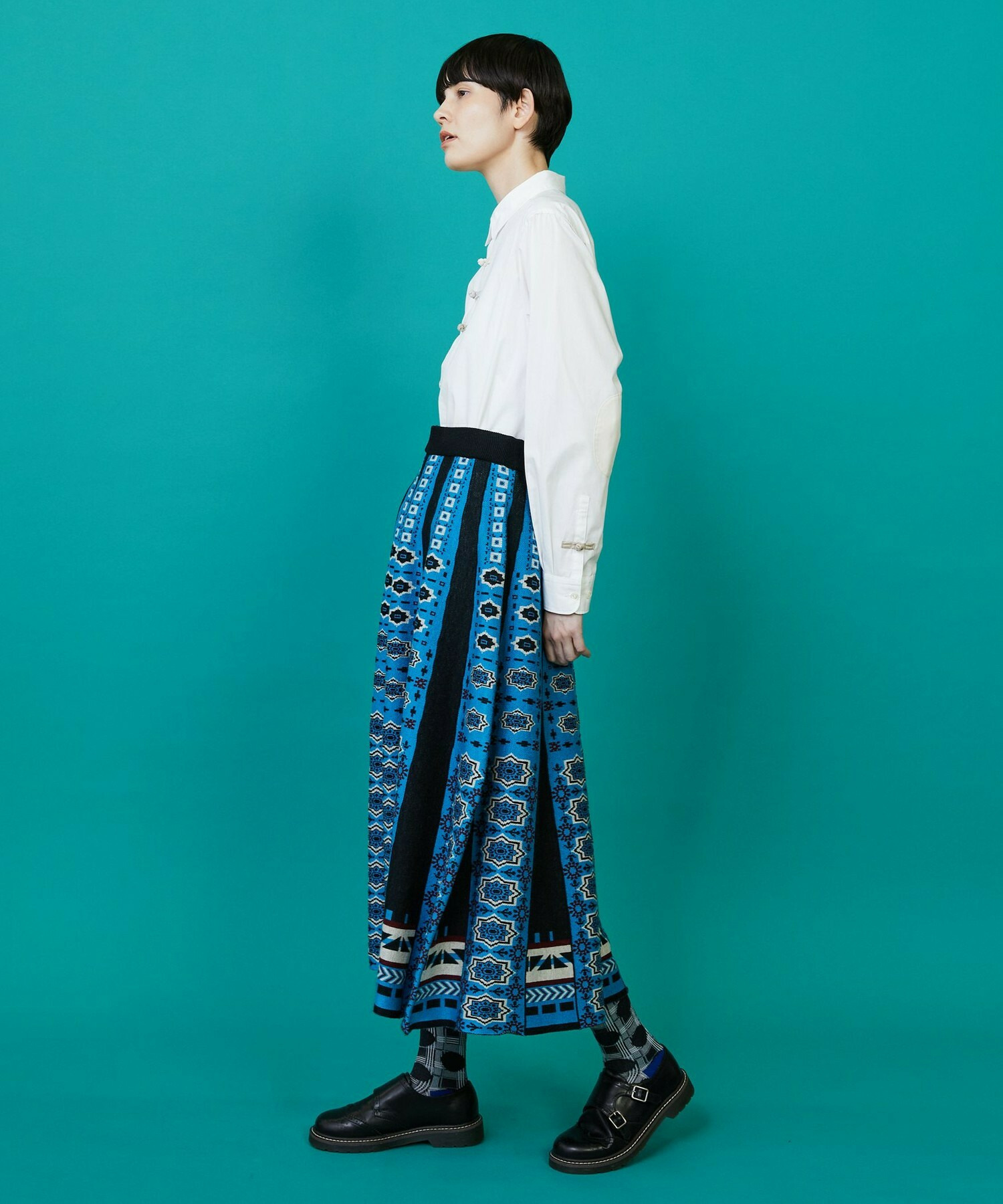 【FRAPBOIS】タイルニット スカート 詳細画像 ネイビー 5