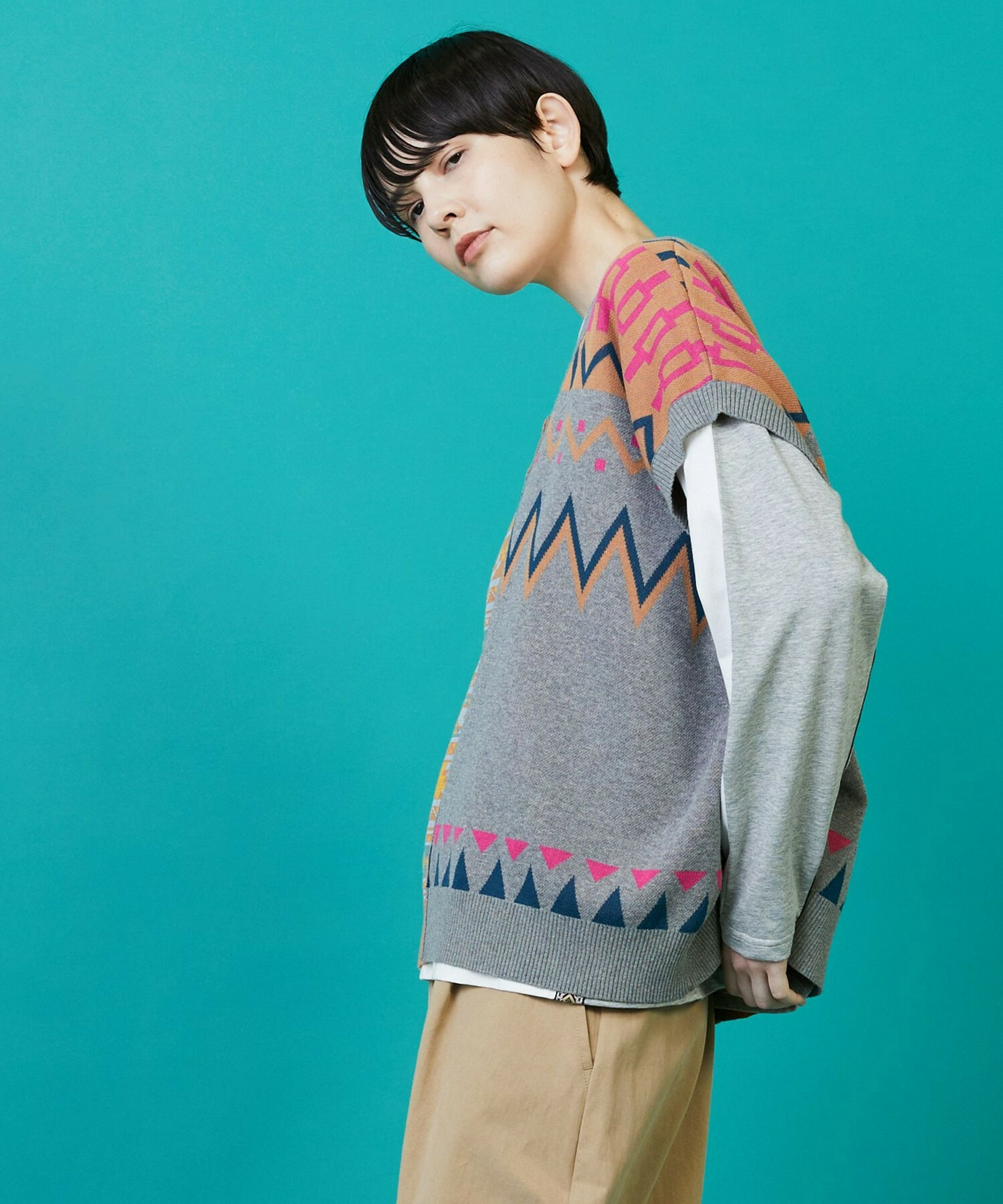 【FRAPBOIS】ノルディーネイティブ ベスト 詳細画像 ベージュ 10