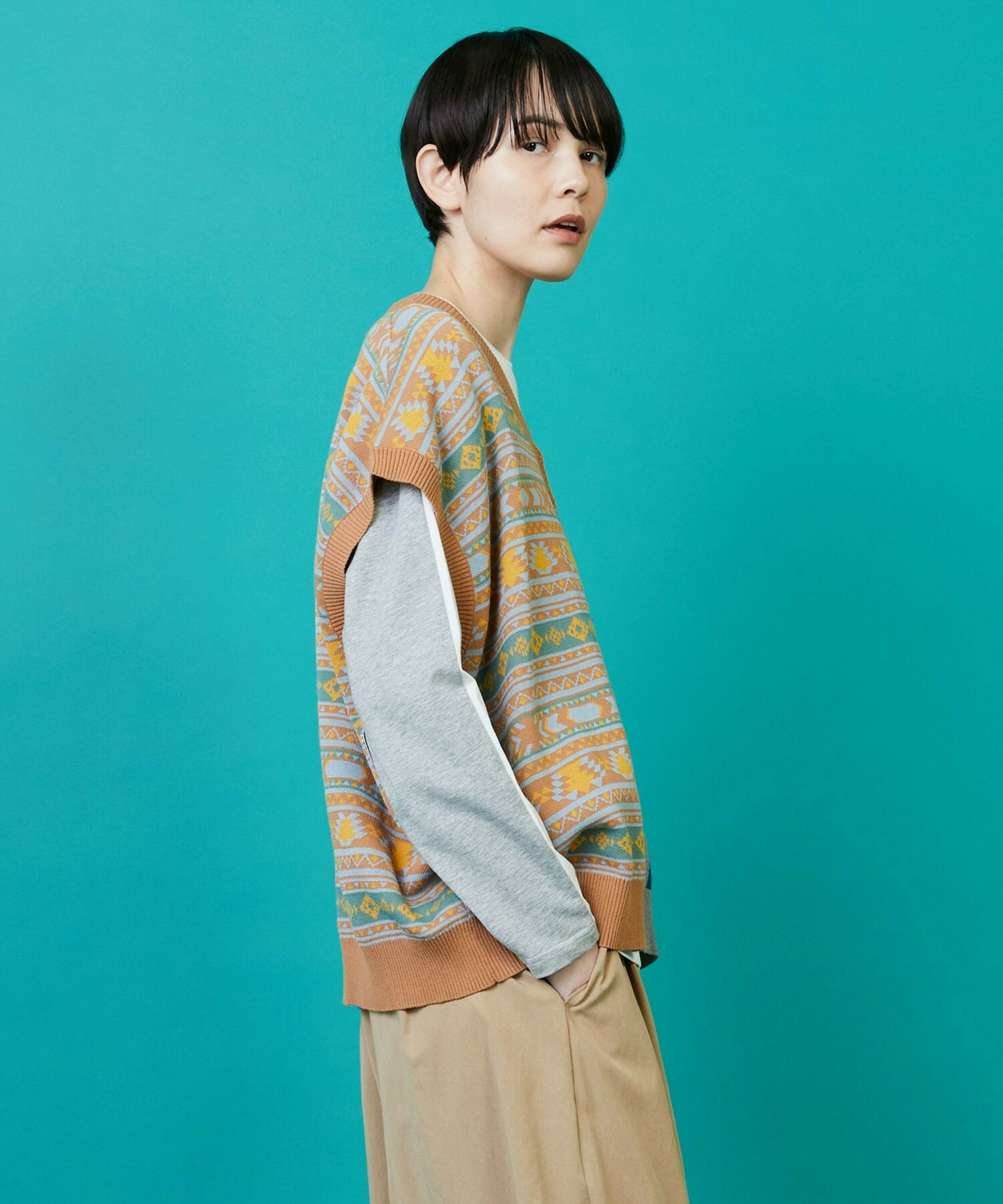 【FRAPBOIS】ノルディーネイティブ ベスト 詳細画像 ベージュ 12