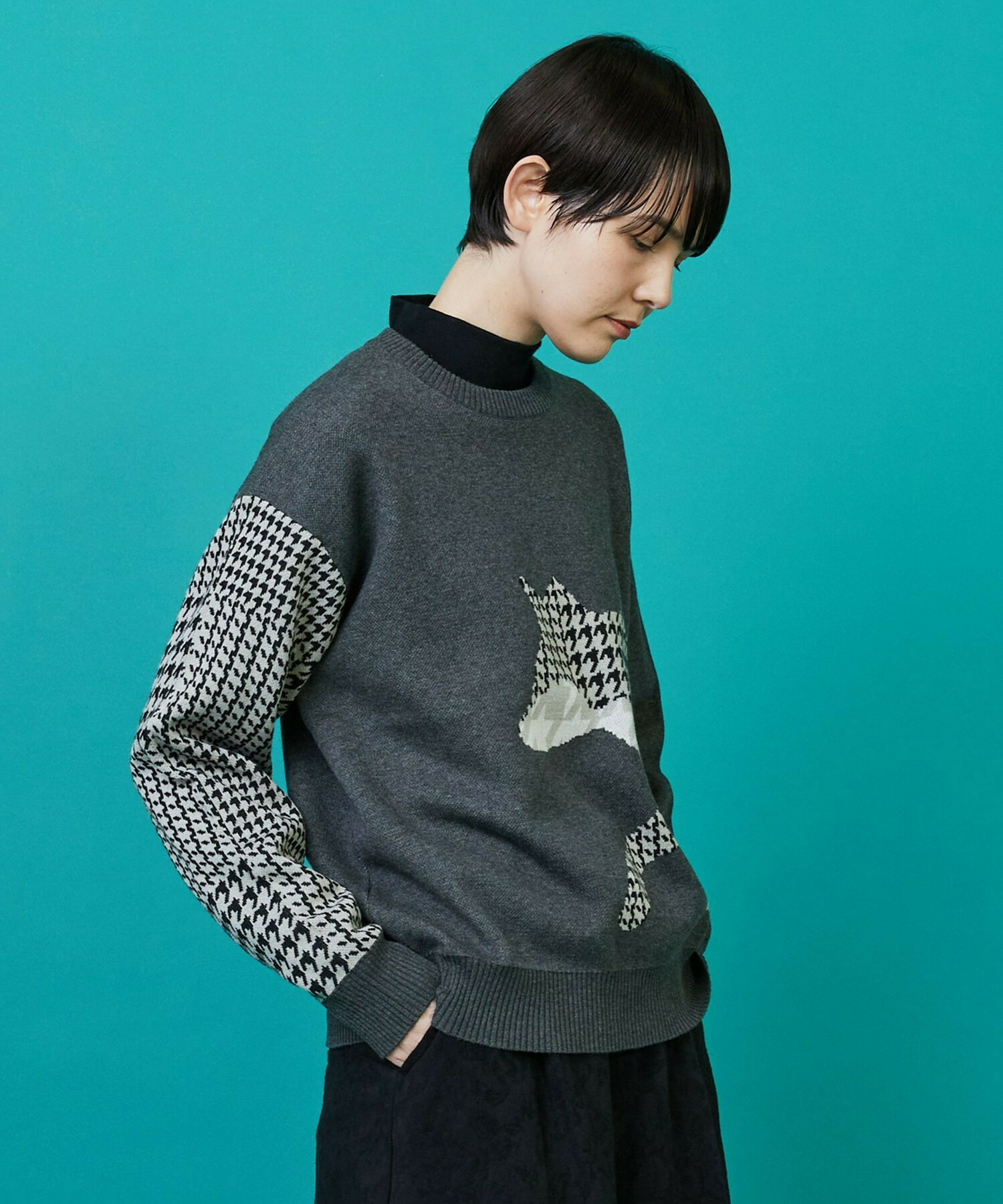 【FRAPBOIS】シルエットニット プルオーバー 詳細画像 チャコールグレー 11