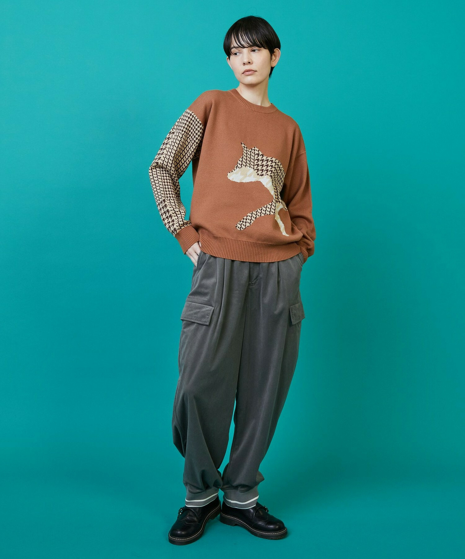 【FRAPBOIS】シルエットニット プルオーバー 詳細画像 チャコールグレー 5