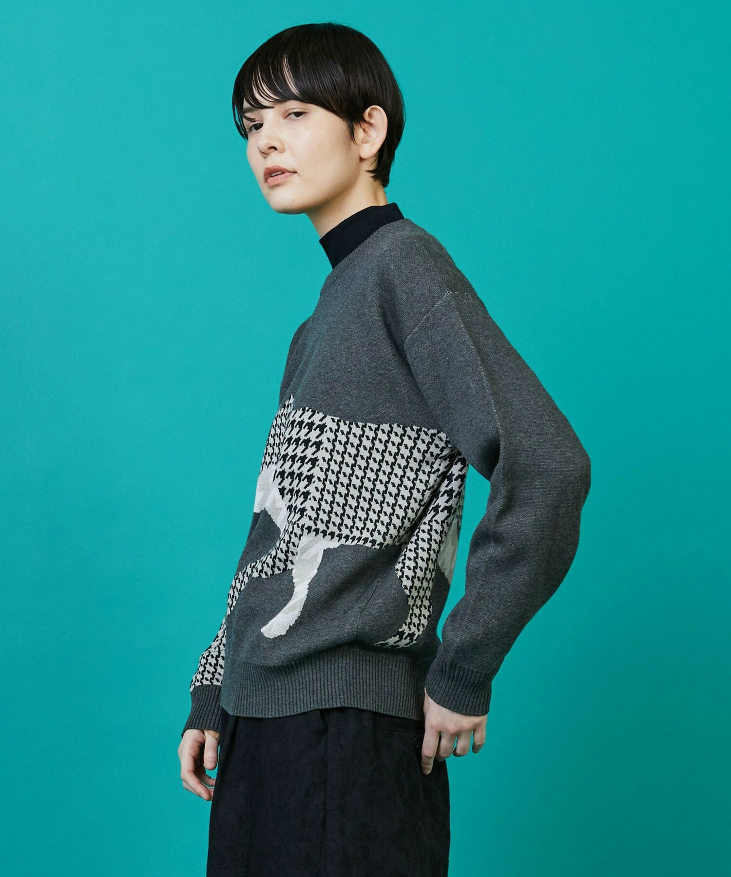 【FRAPBOIS】シルエットニット プルオーバー 詳細画像 チャコールグレー 9