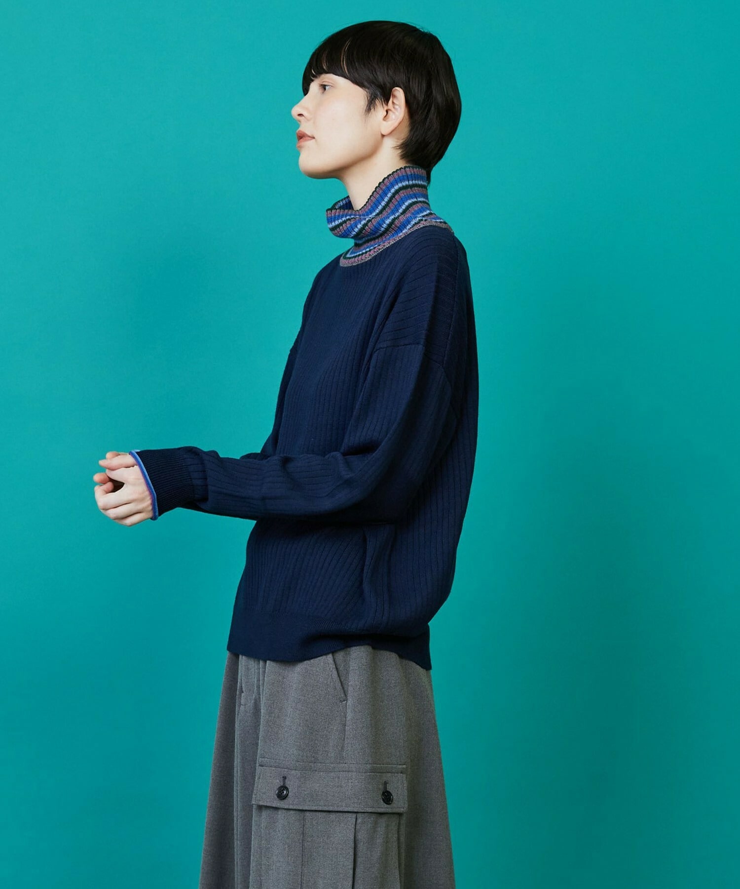 【FRAPBOIS】マルチタートル ニット 詳細画像 ネイビー 13