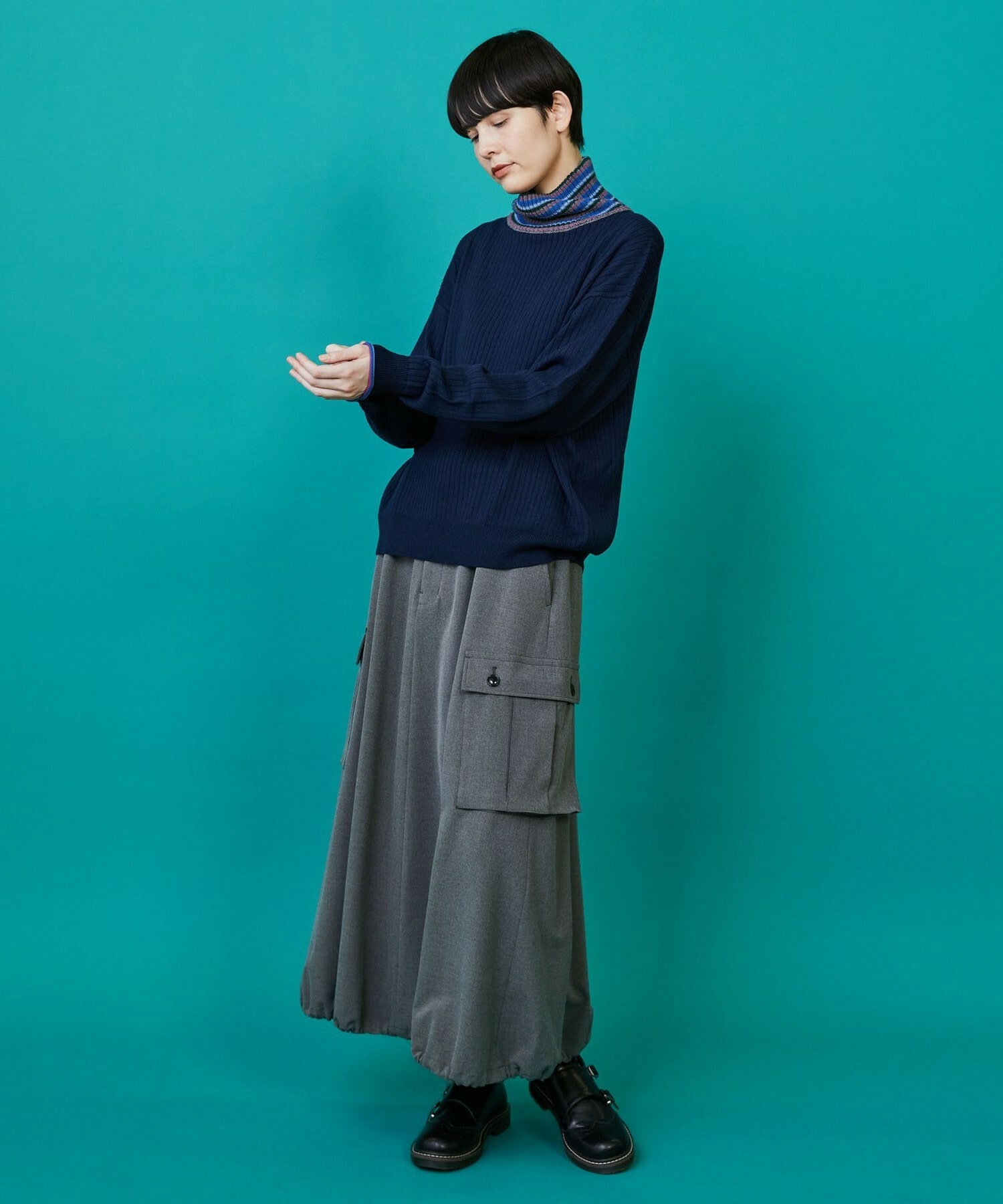 【FRAPBOIS】マルチタートル ニット 詳細画像 ネイビー 16