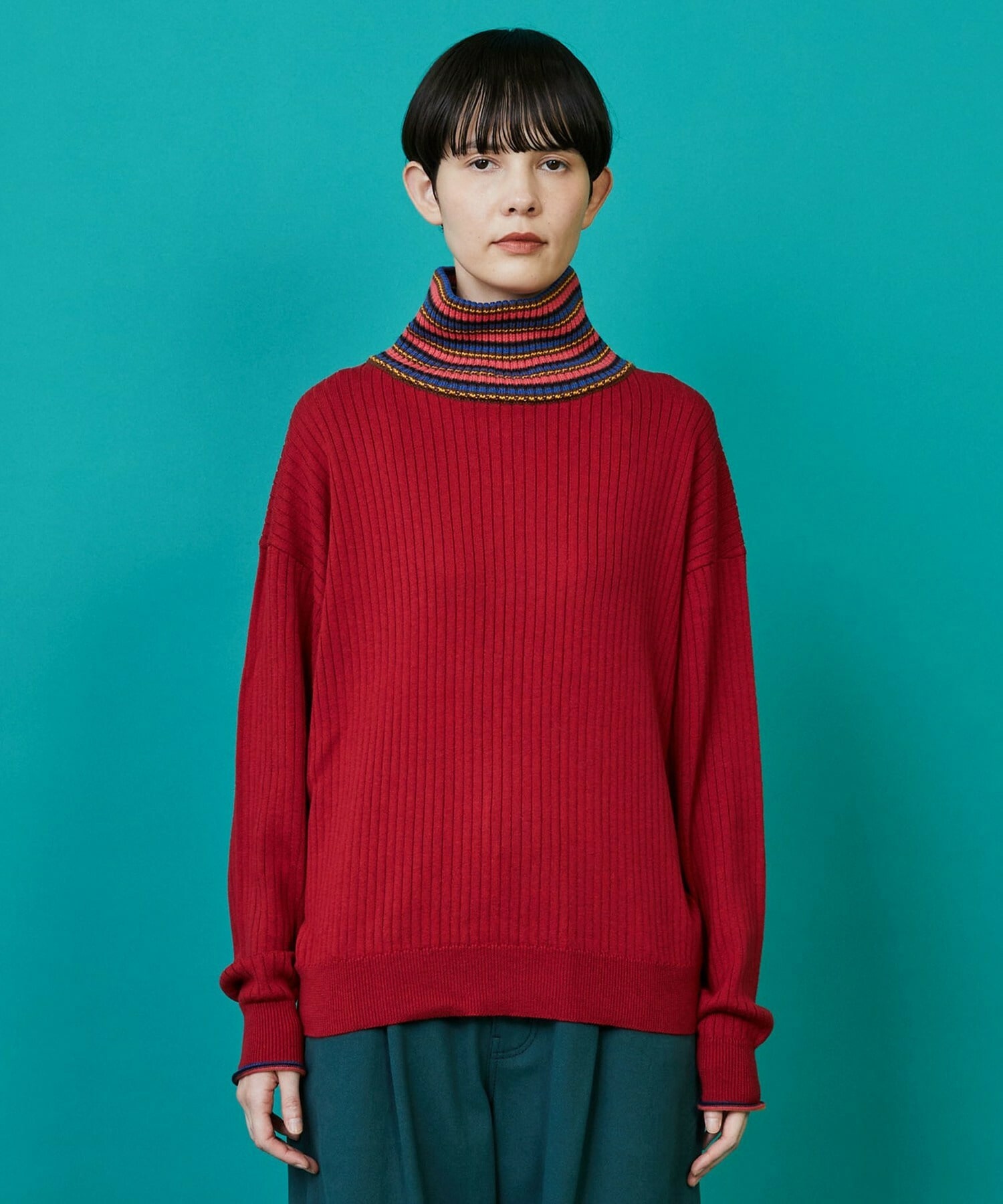 【FRAPBOIS】マルチタートル ニット 詳細画像 レッド 1