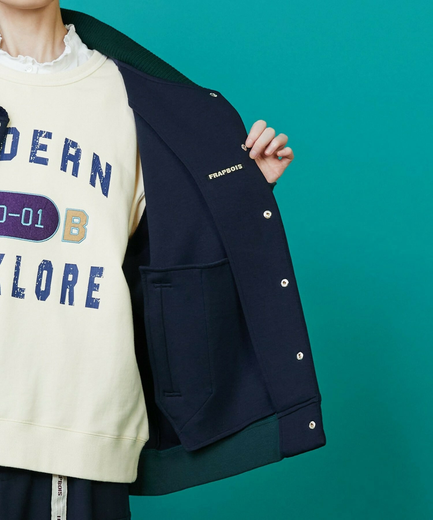 [FRAPBOIS] Two-Stroke Blouson Detailed Image Black 6